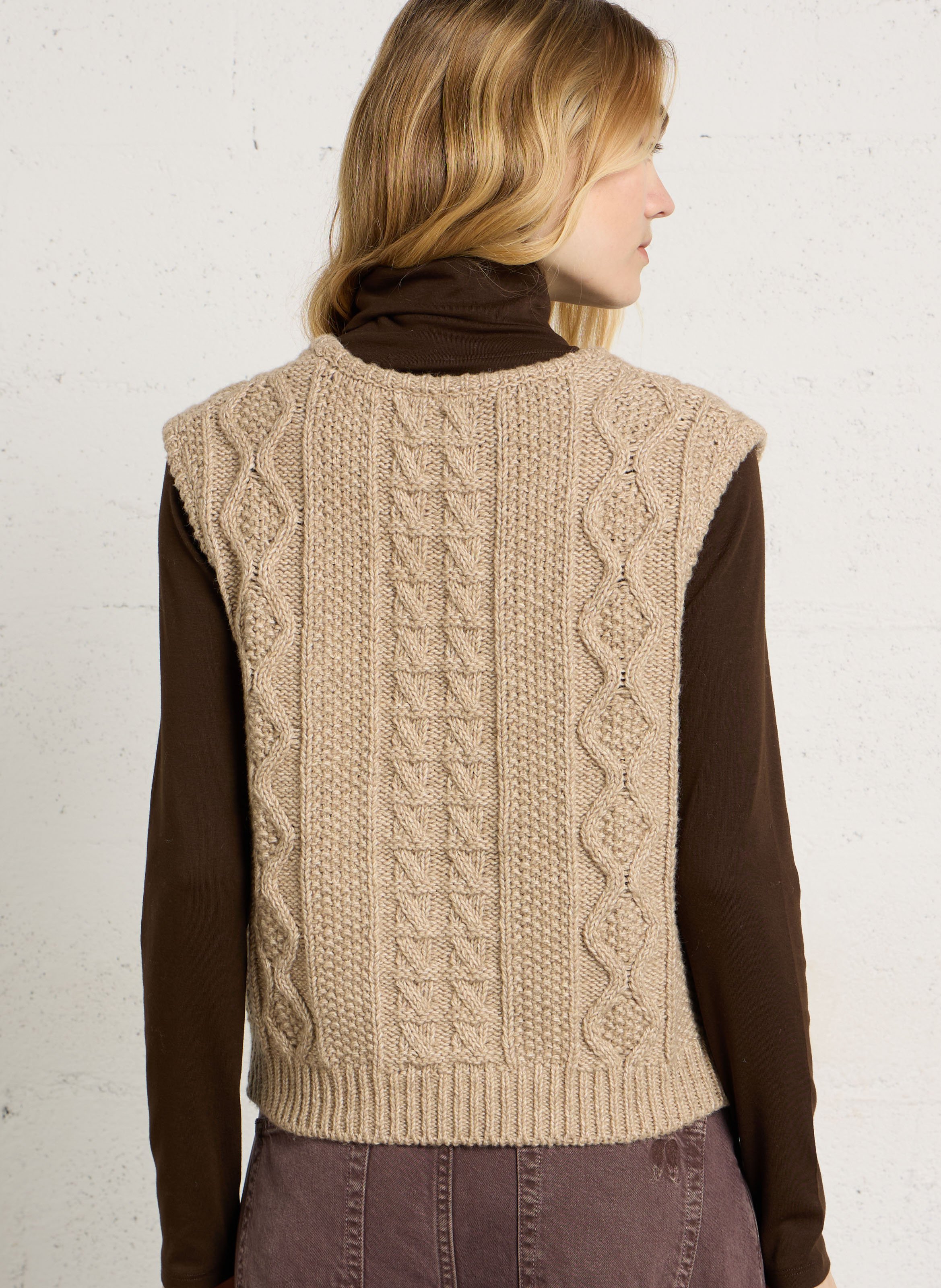 Pull droit sans manches en coton mélangé MAISON 123 Gris