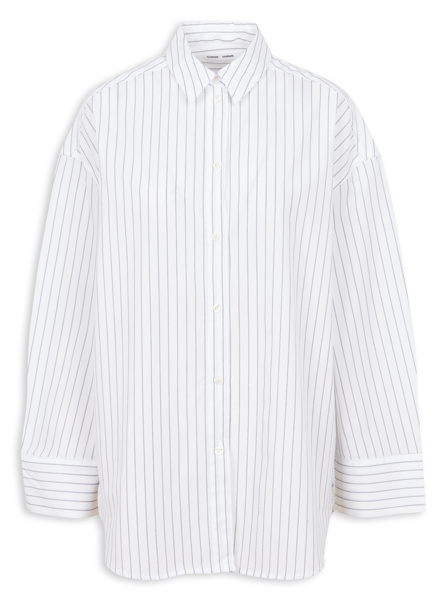 Loose-fit organic cotton short with classic collar SAMSOE SAMSOE Beige