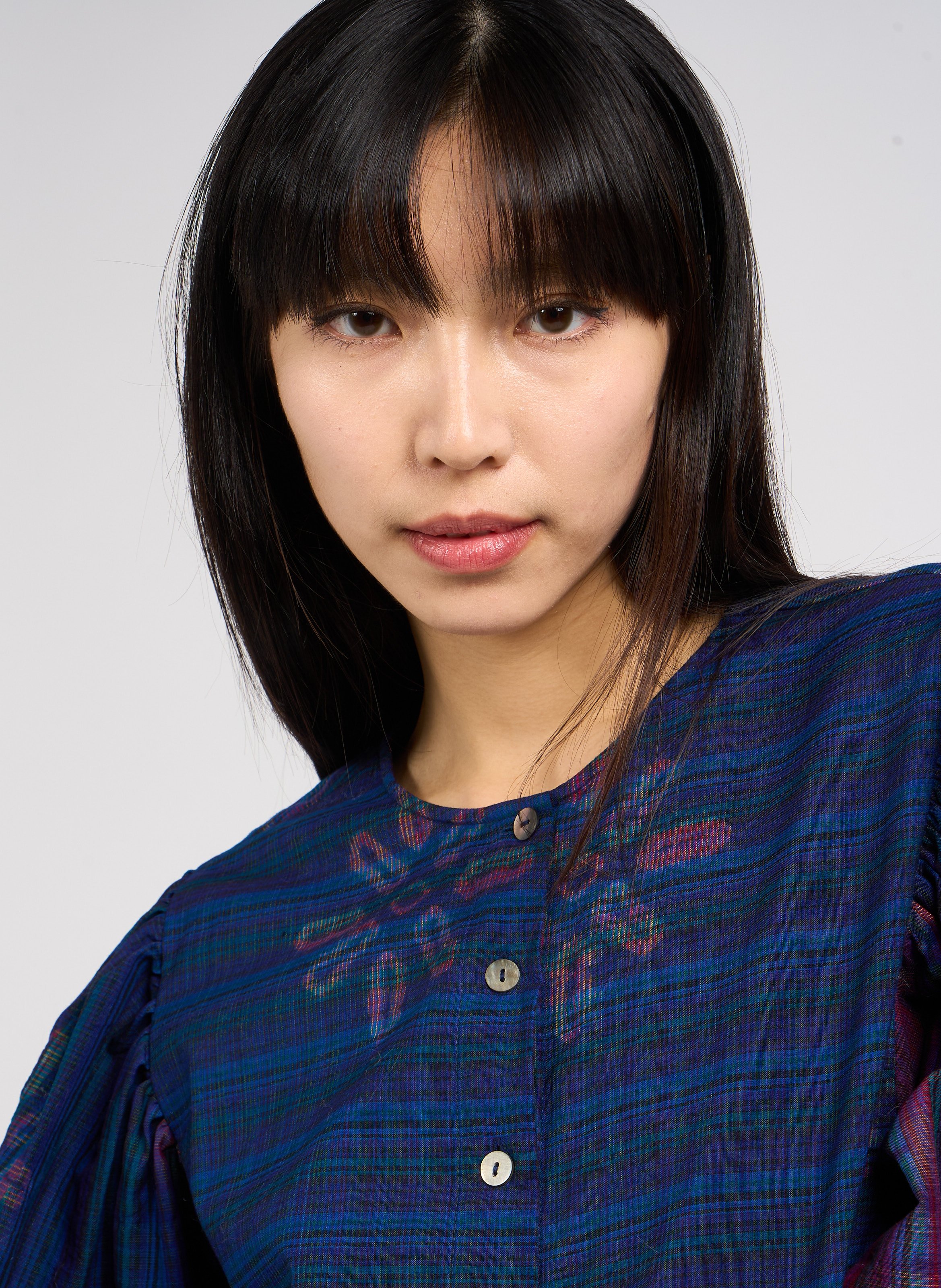 Chemise col rond imprimée en coton  Bleu