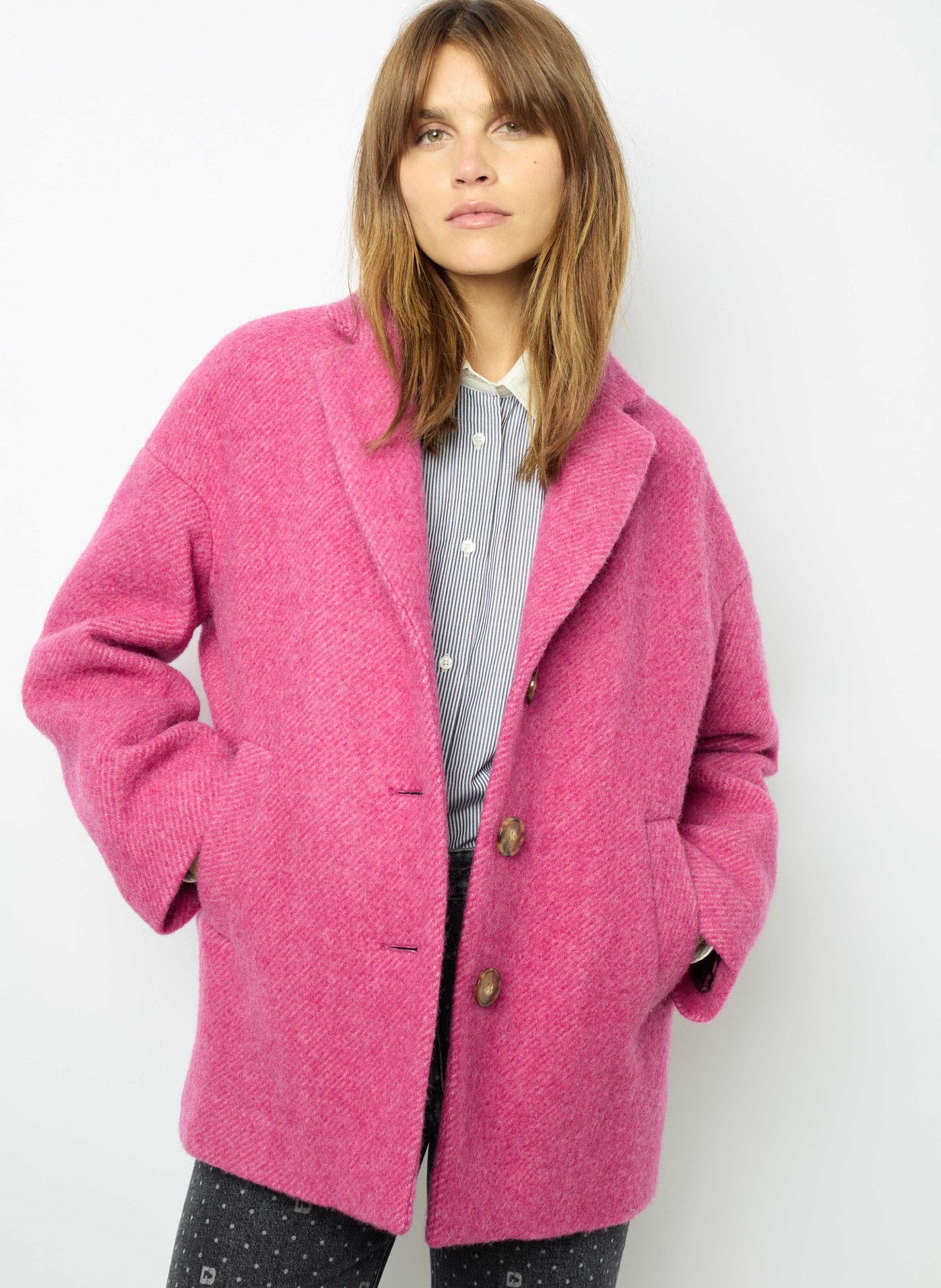 Manteau oversize rose sale