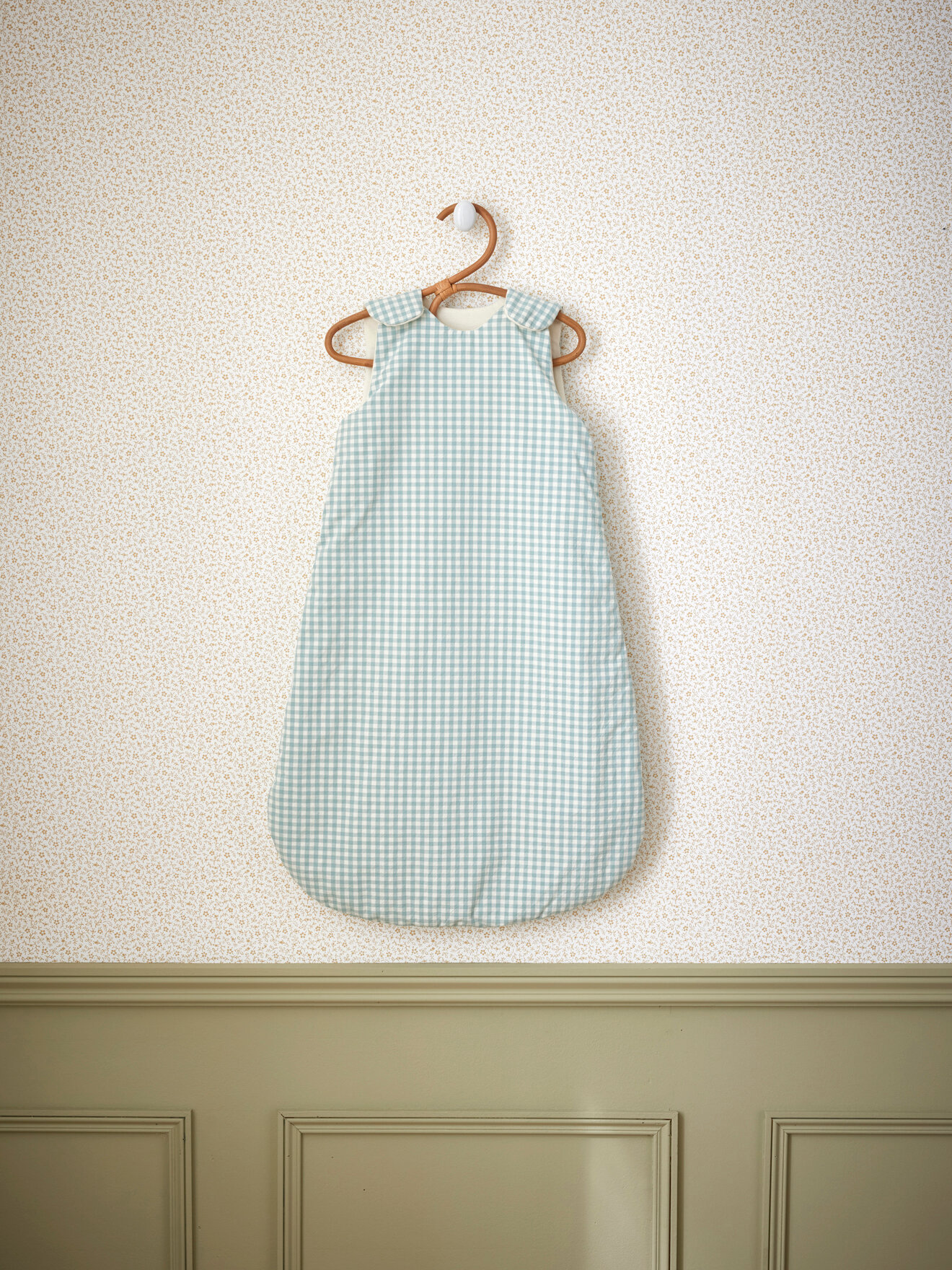 Gingham cotton percale sleeping bag tog 2 CYRILLUS Green