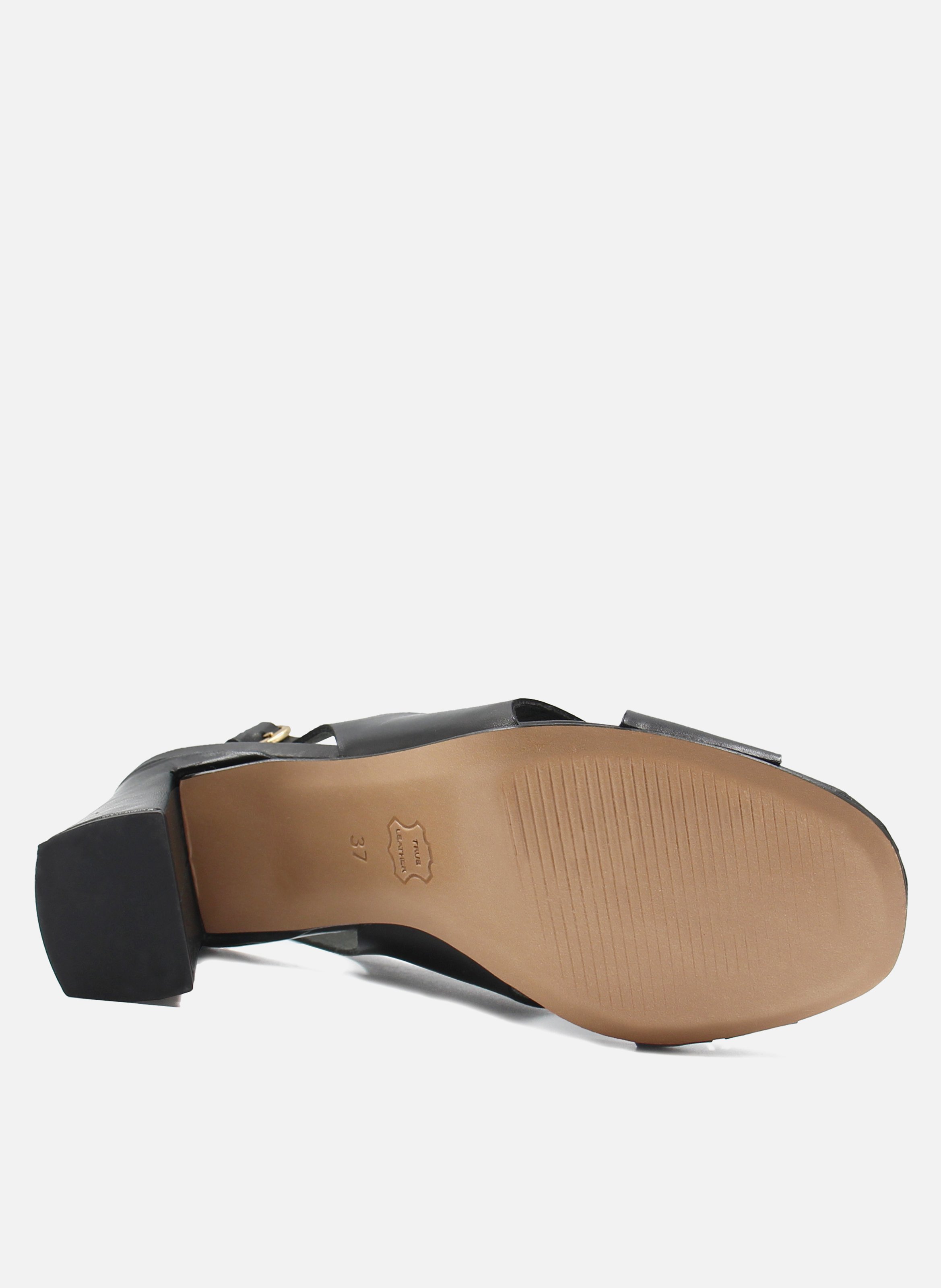 Vegetable-tanned leather graphic sandals JULES & JENN Black