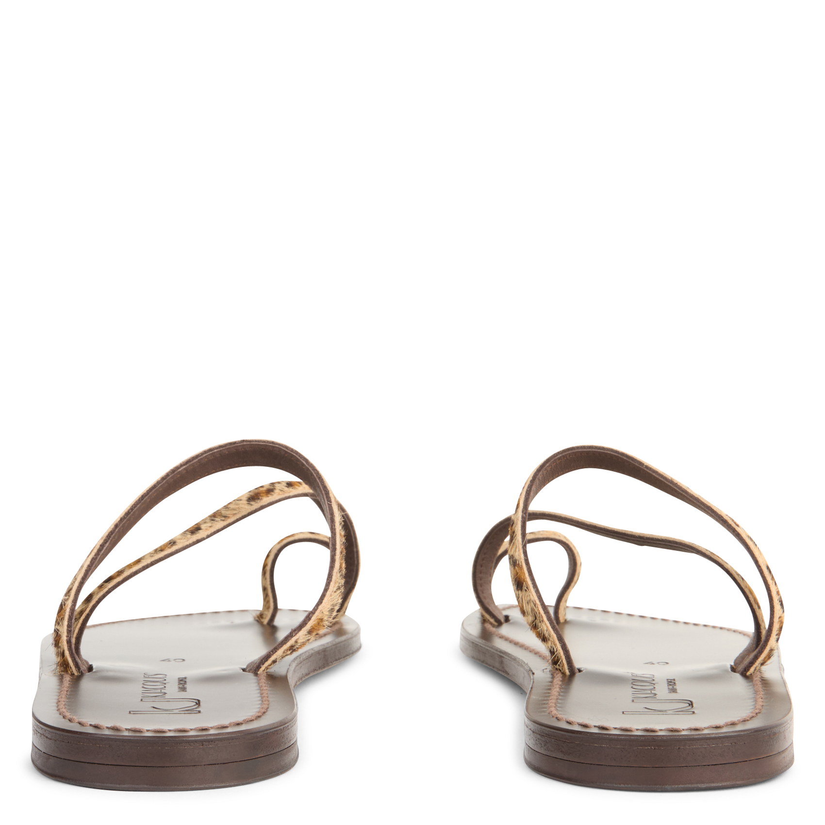 Flat printed leather sandals K JACQUES Brown