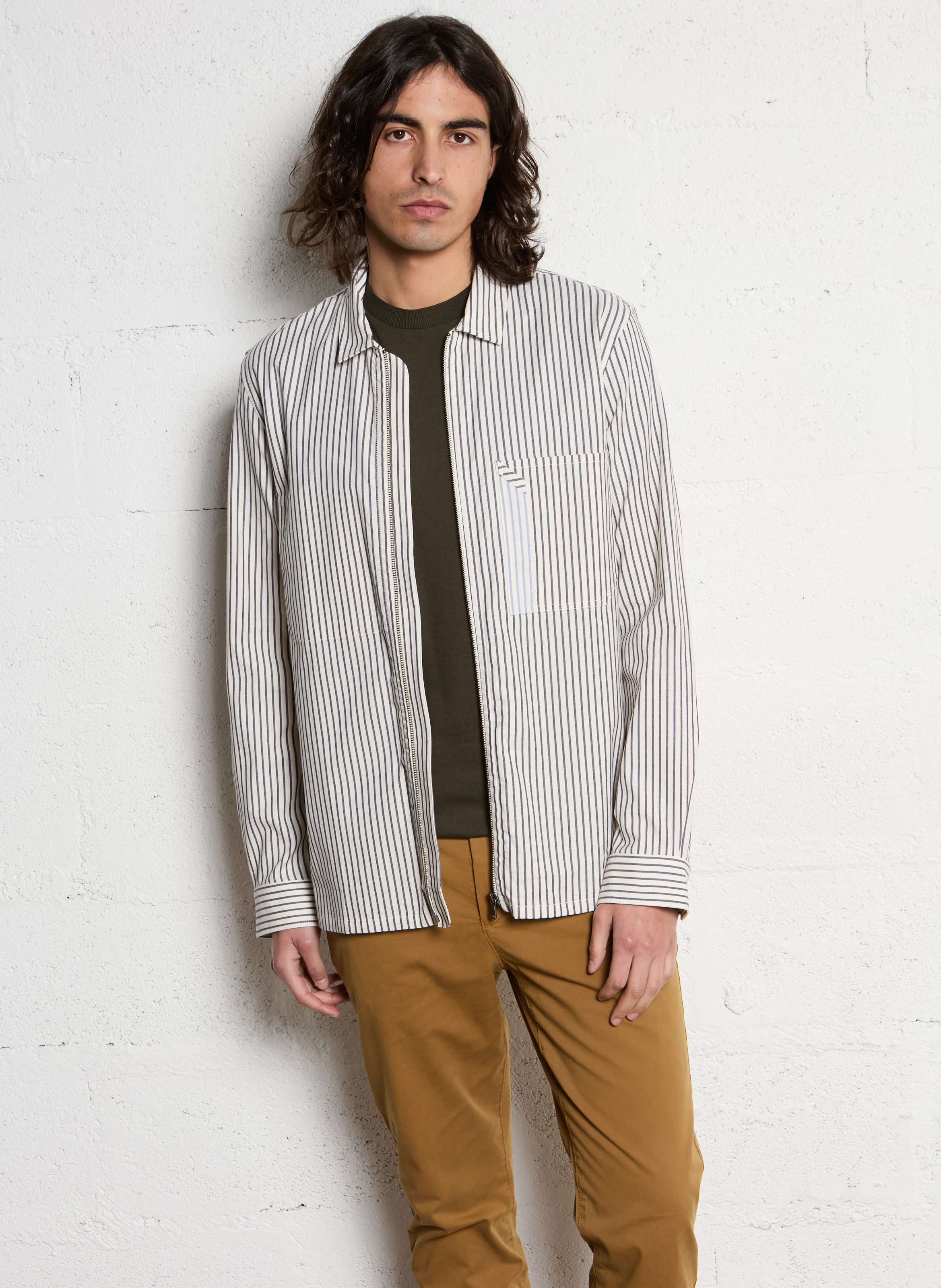 Round-neck straight-cut cotton-blend T-shirt IKKS Khaki