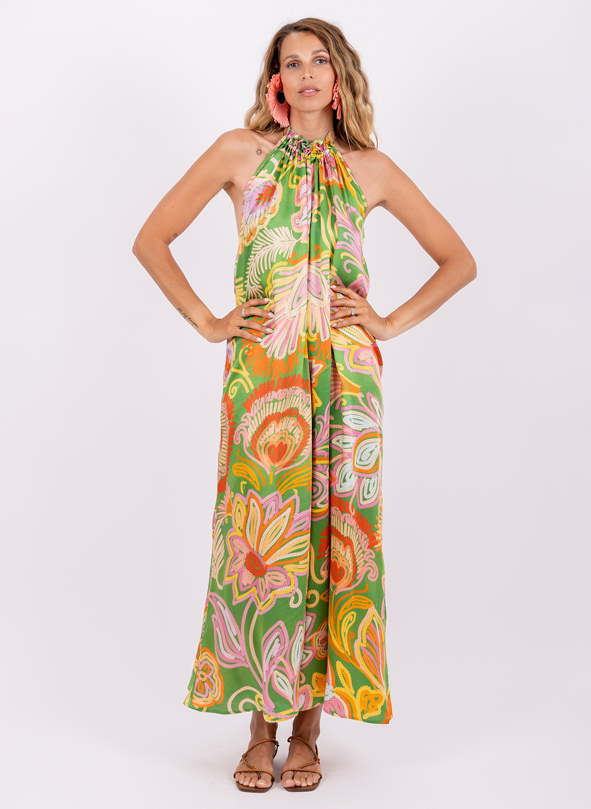 Combinaison large sans manches imprimée SUNDRESS Vert