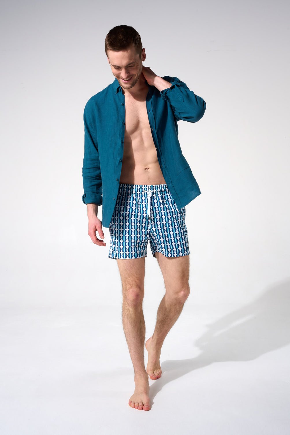 Printed swim shorts with elasticated waistband APNEE Blue