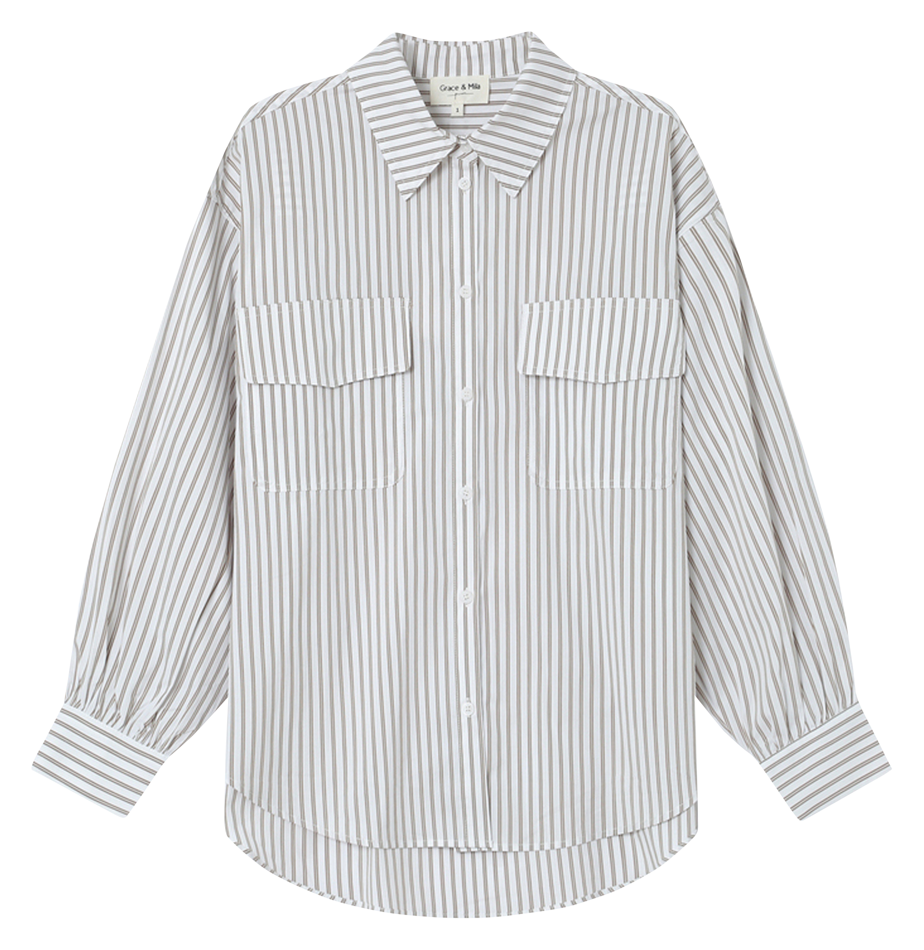 Cotton and linen shirt with classic collar GRACE ET MILA Beige