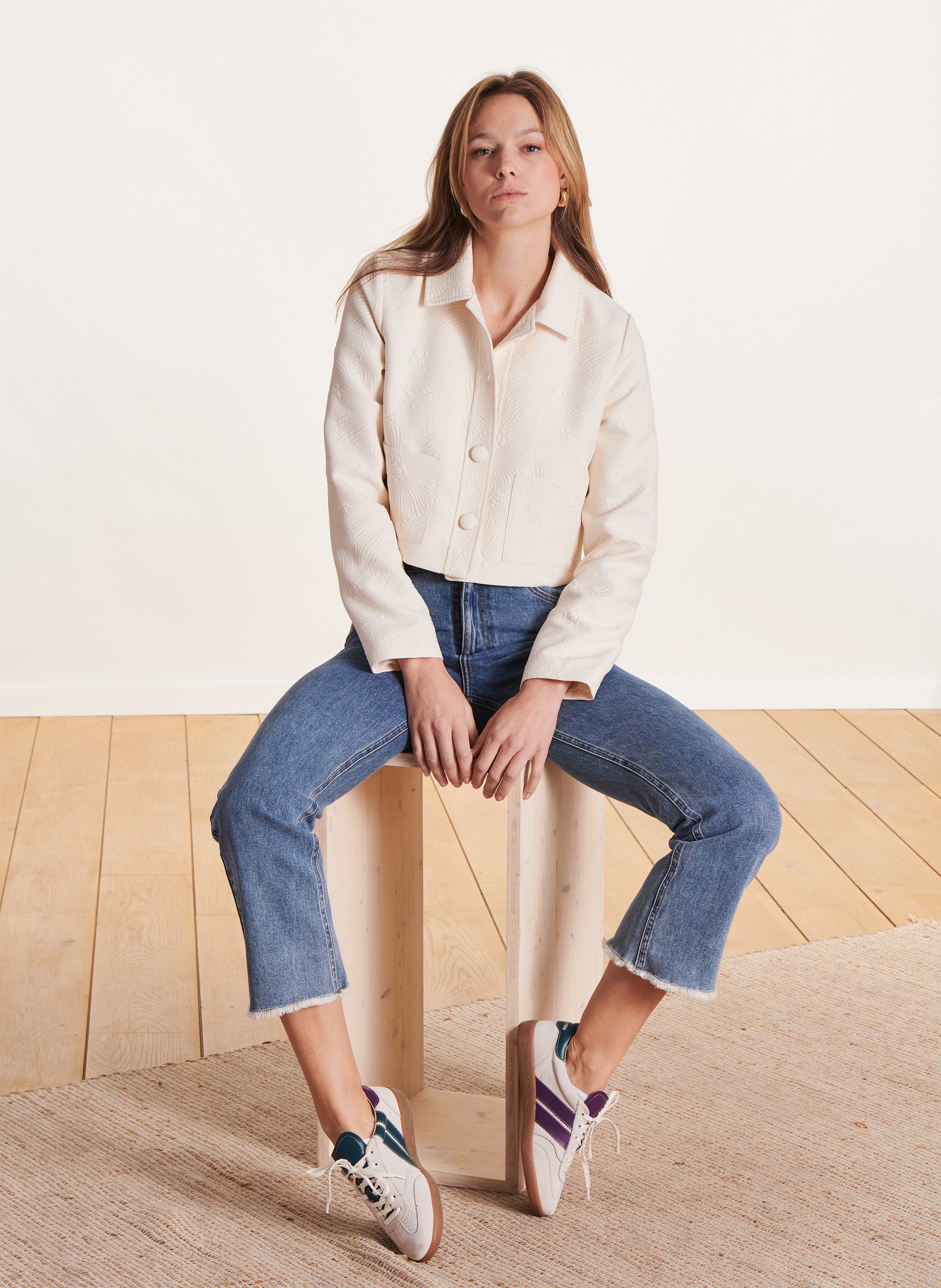 Veste courte col classique  Blanc