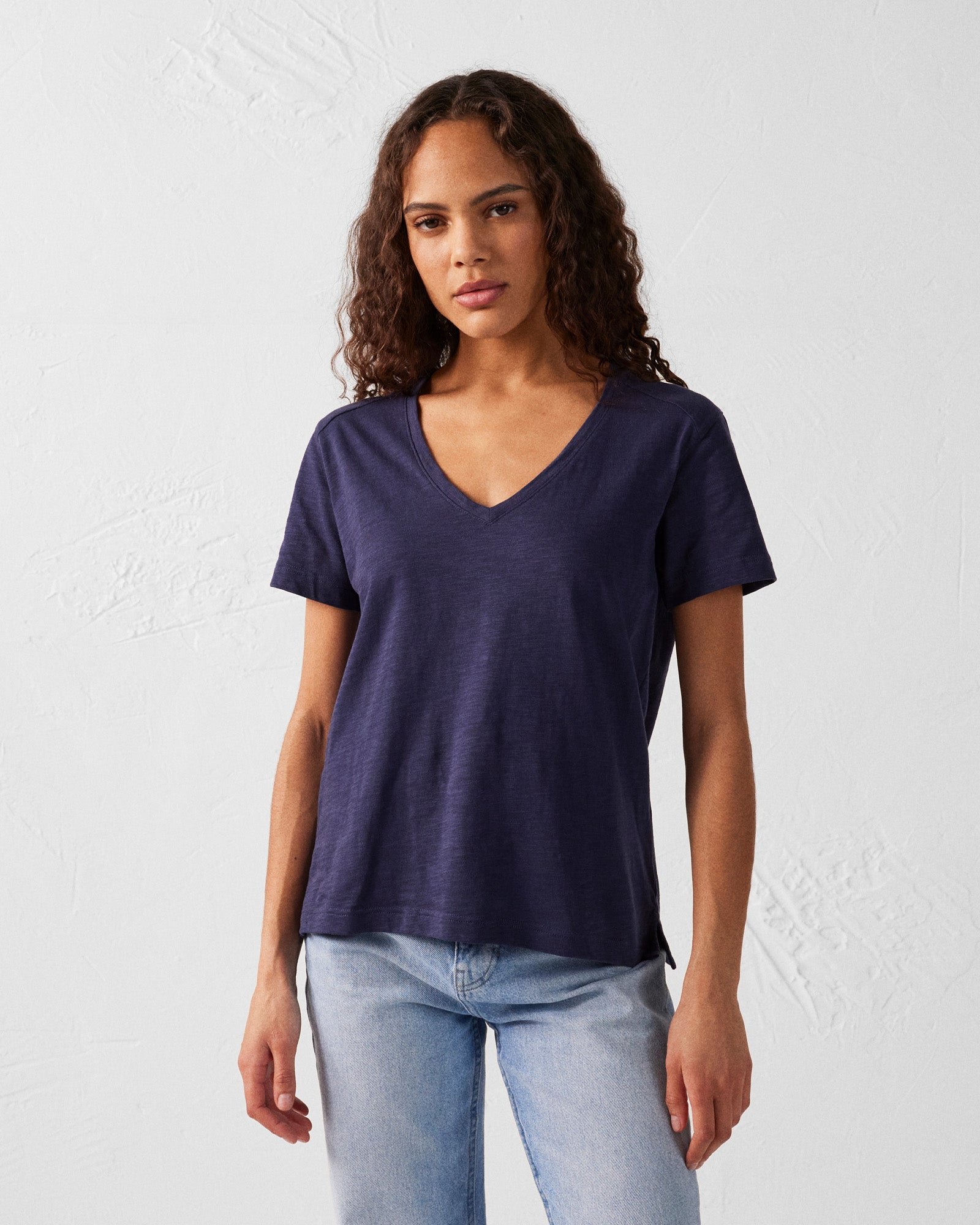 Women's V-neck cotton T-shirt Sonia JOTT Blue