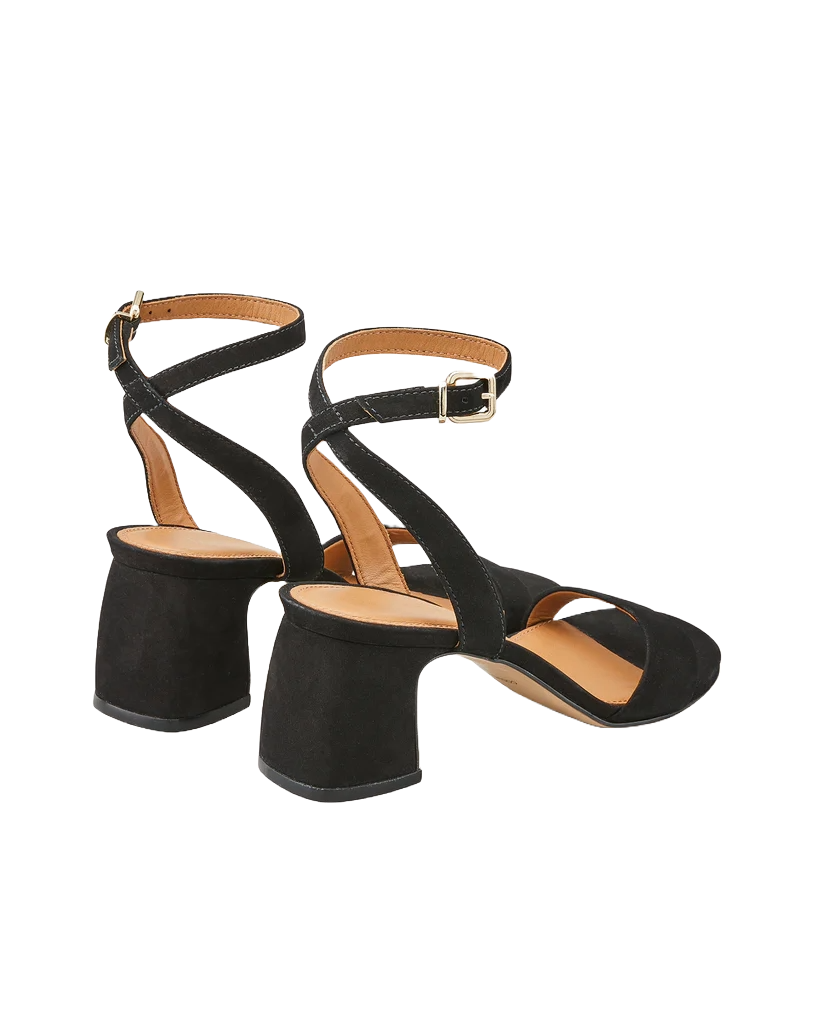 Open-toe suede leather heels COSMOPARIS Black