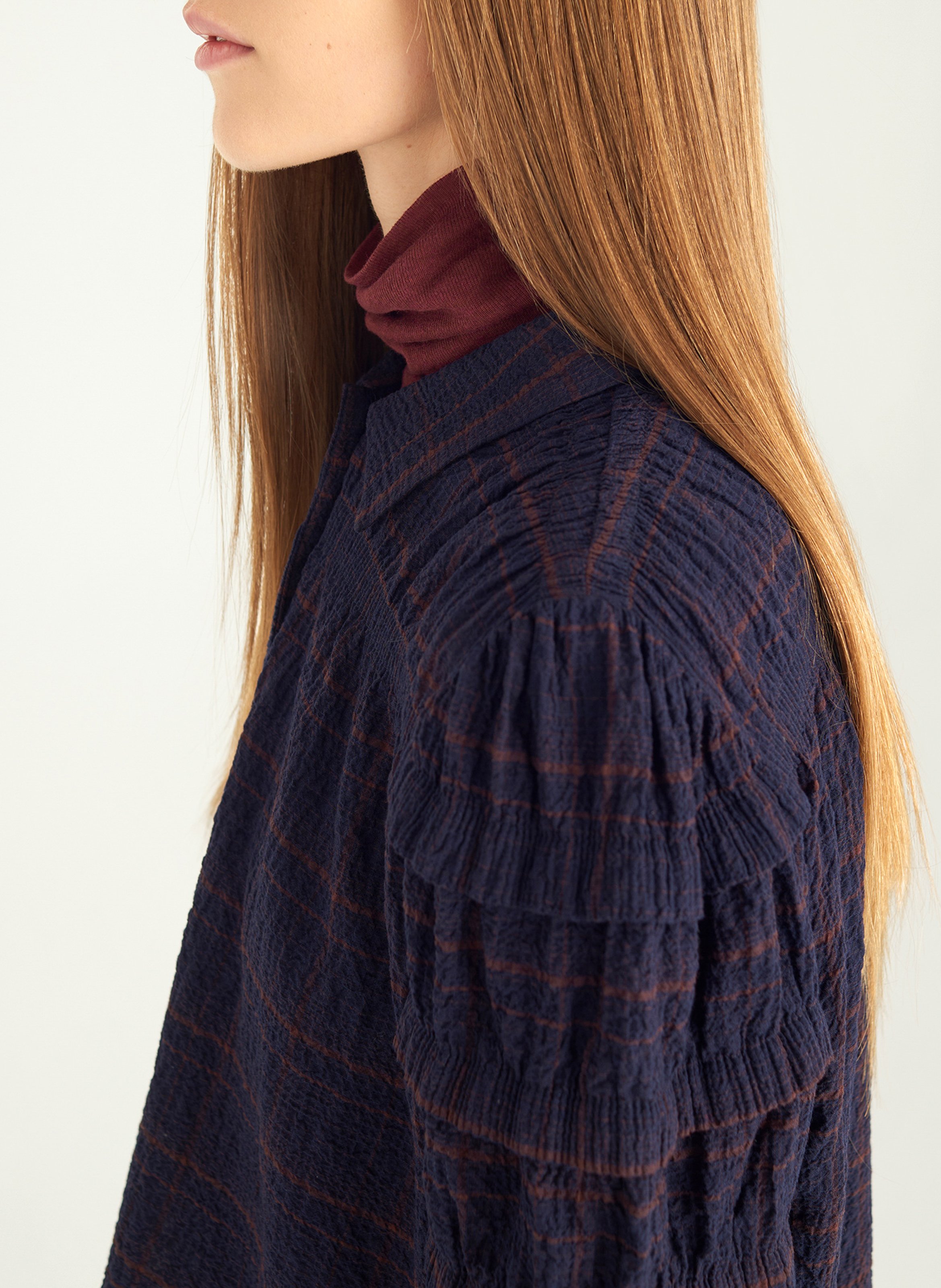 Checked blouse with classic collar COTELAC Blue