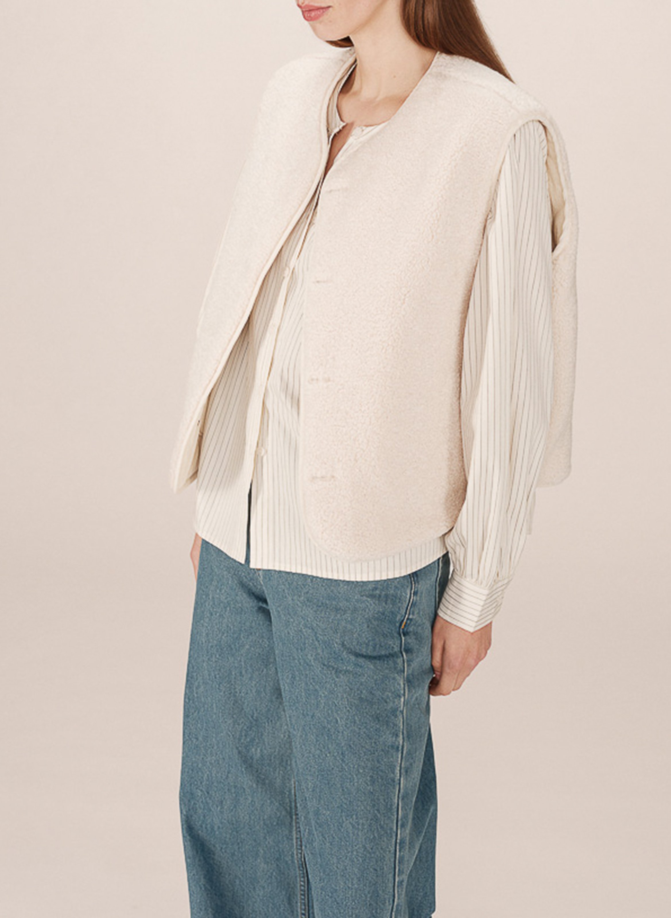 Sleeveless straight cotton jacket GRACE ET MILA White