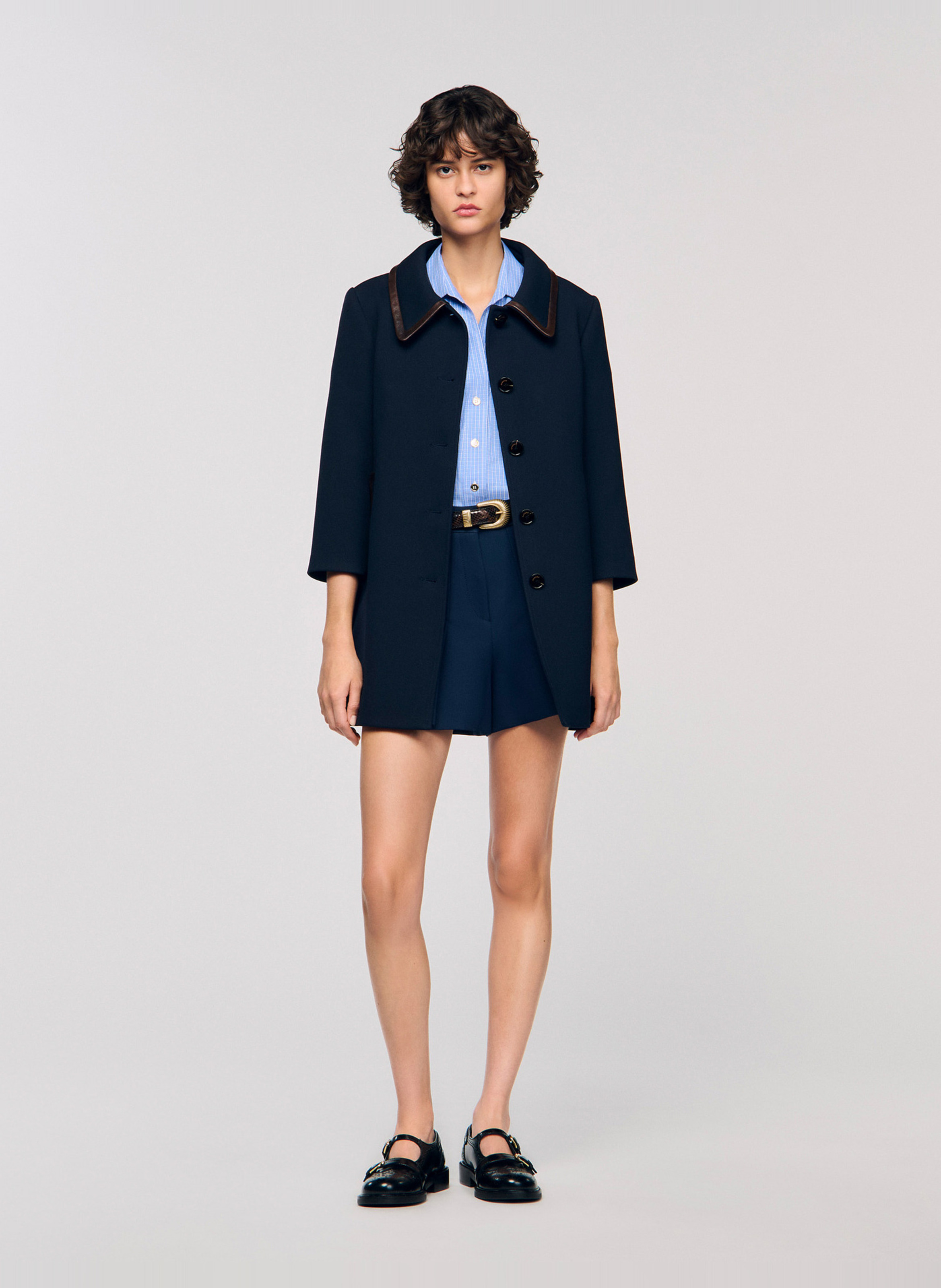 Manteau col chemise  SANDRO Bleu