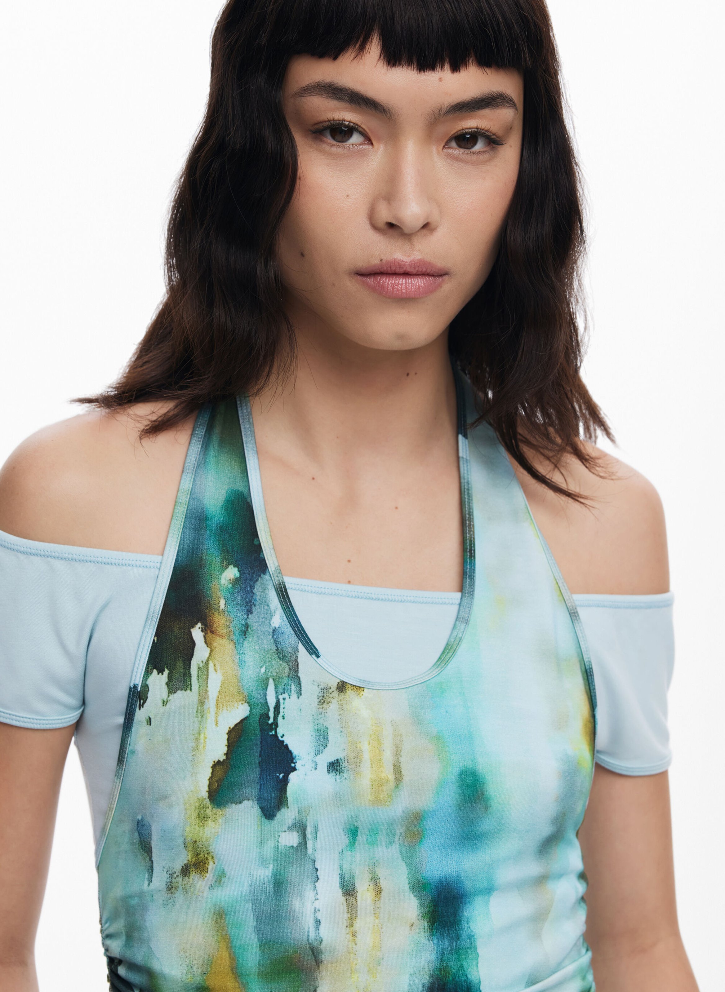 Top manches courtes superposé à motifs DESIGUAL Jaune