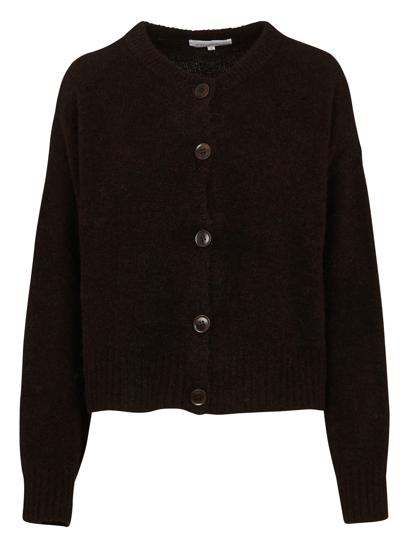 Loose-fit mixed-knit cardigan with round neck MAISON ANJE Beige