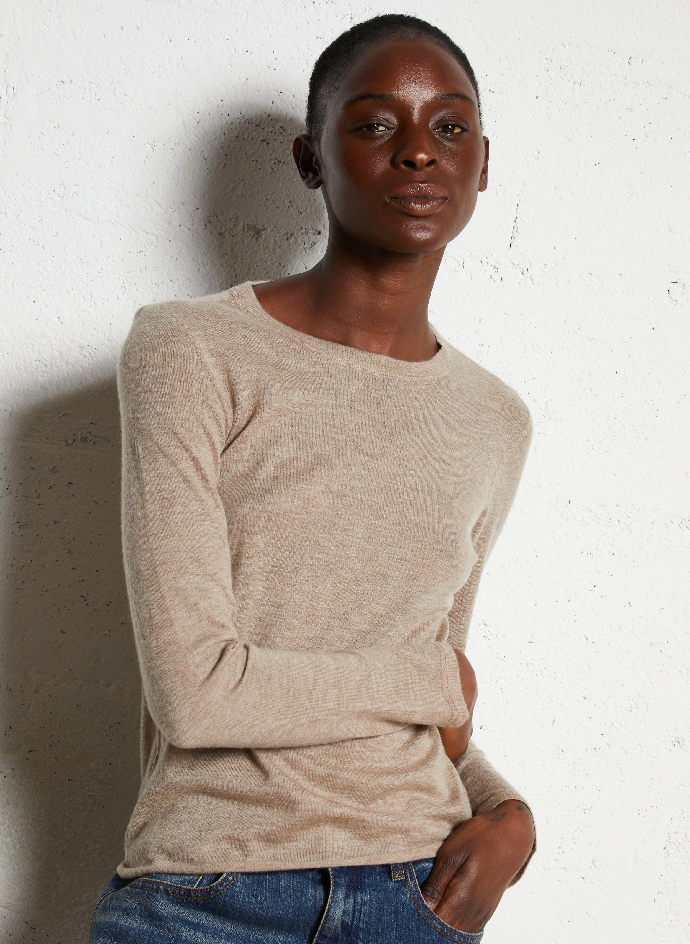 Pull droit col rond en cachemire MAJESTIC FILATURES