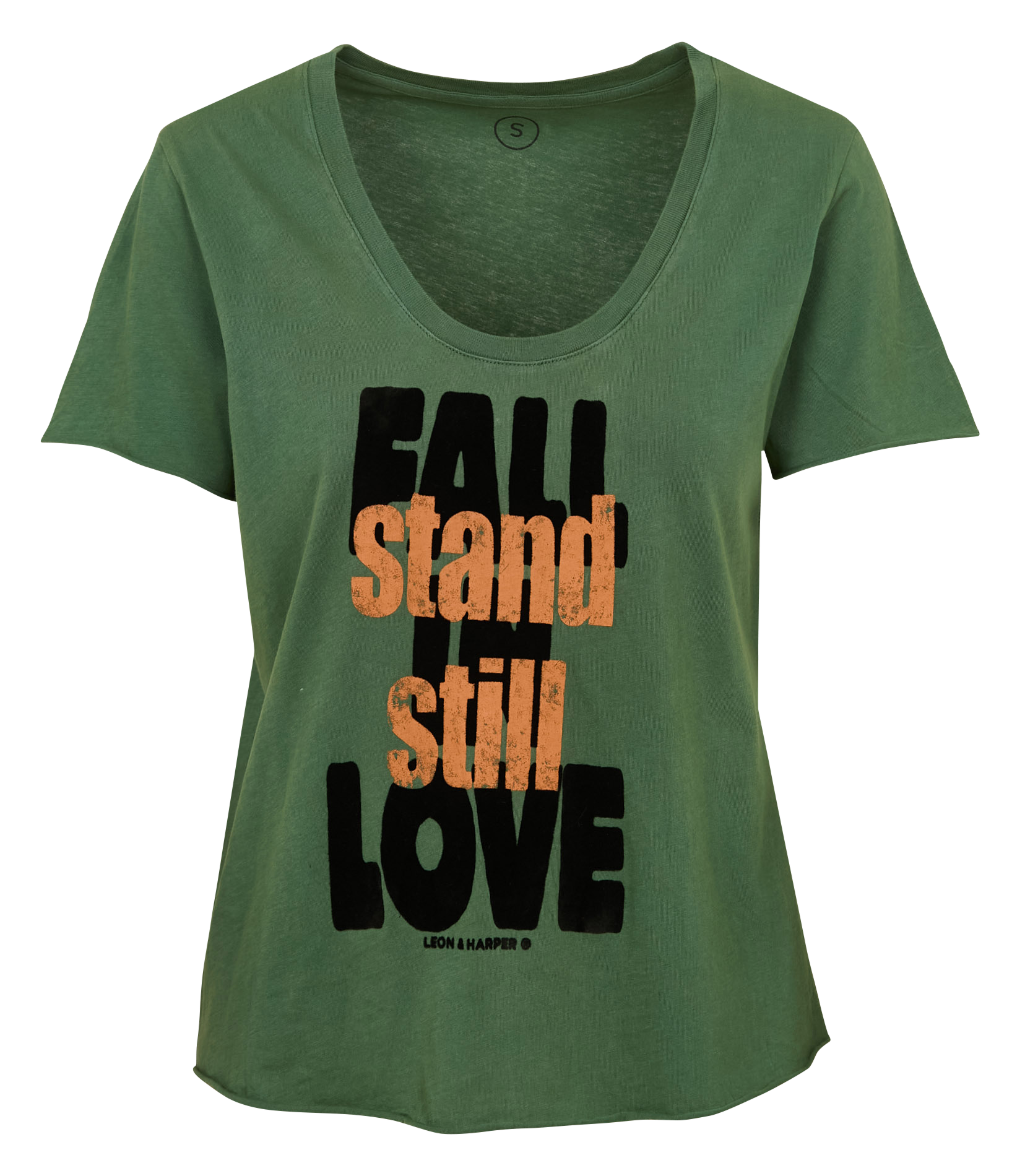 T-shirt van biokatoen met ronde hals LEON & HARPER Groen