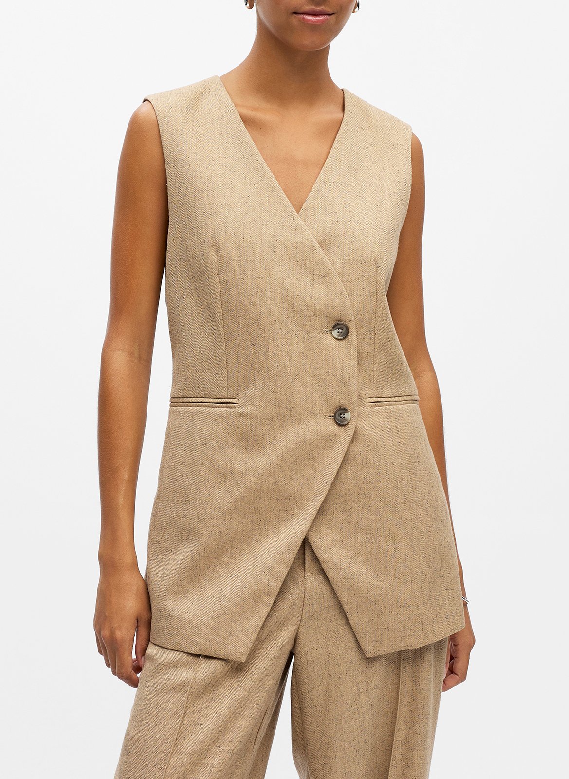 Giletje met V-hals OBJECT Bruin