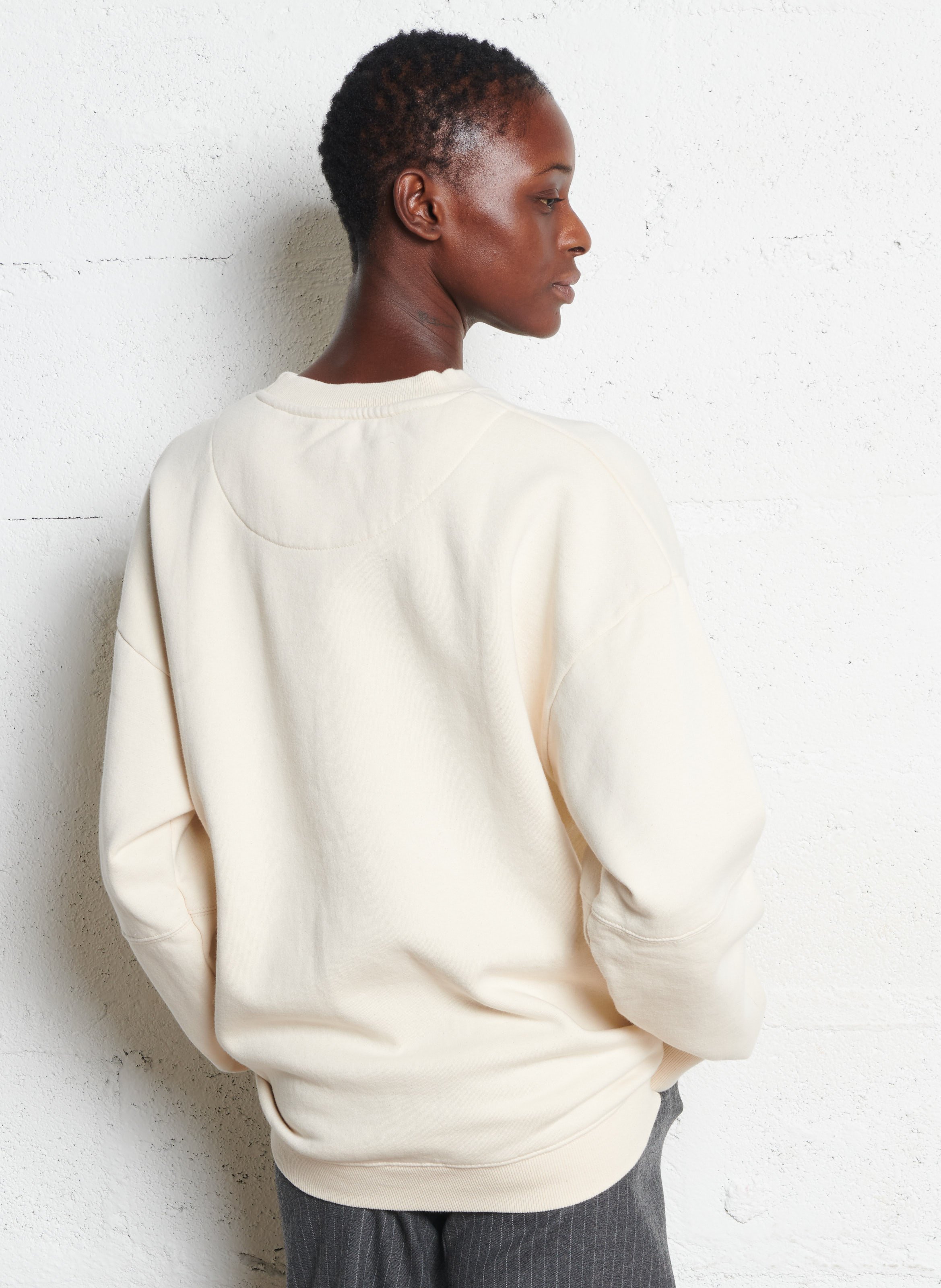 Sweat ample col rond sérigraphié en coton mélangé NEWTONE Beige