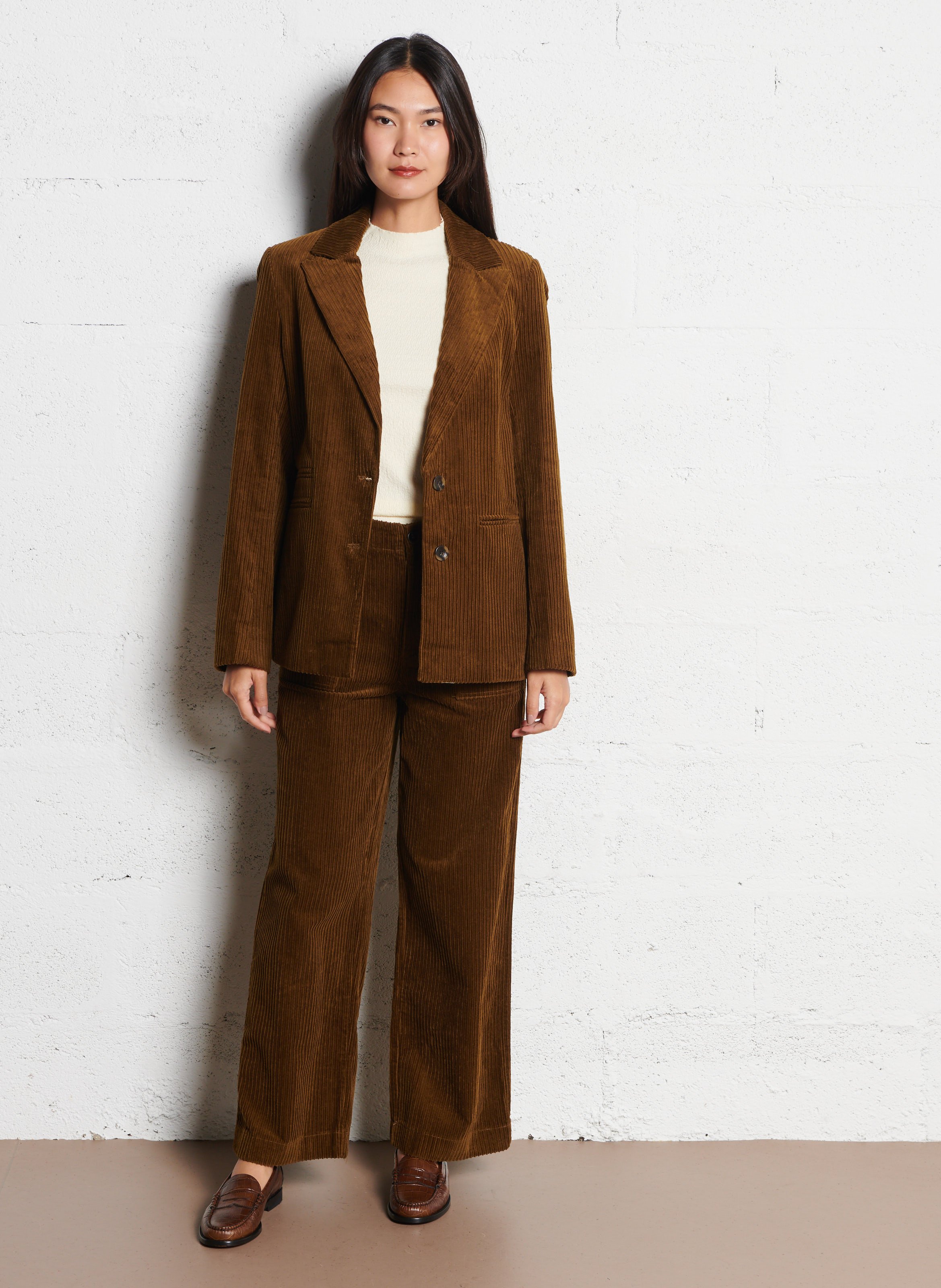 Veste de blazer droite en coton SEE U SOON Kaki