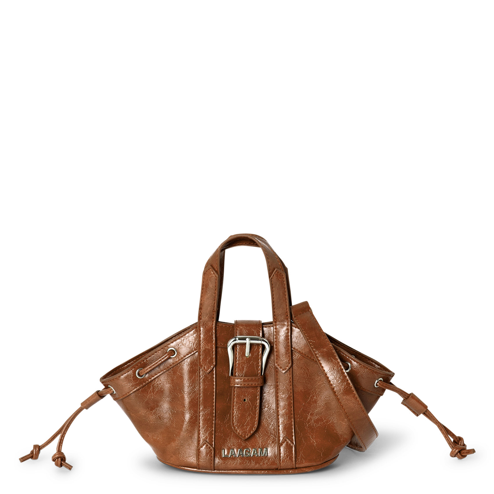 Mini shoulder bag with distressed leather effect LAAGAM Brown