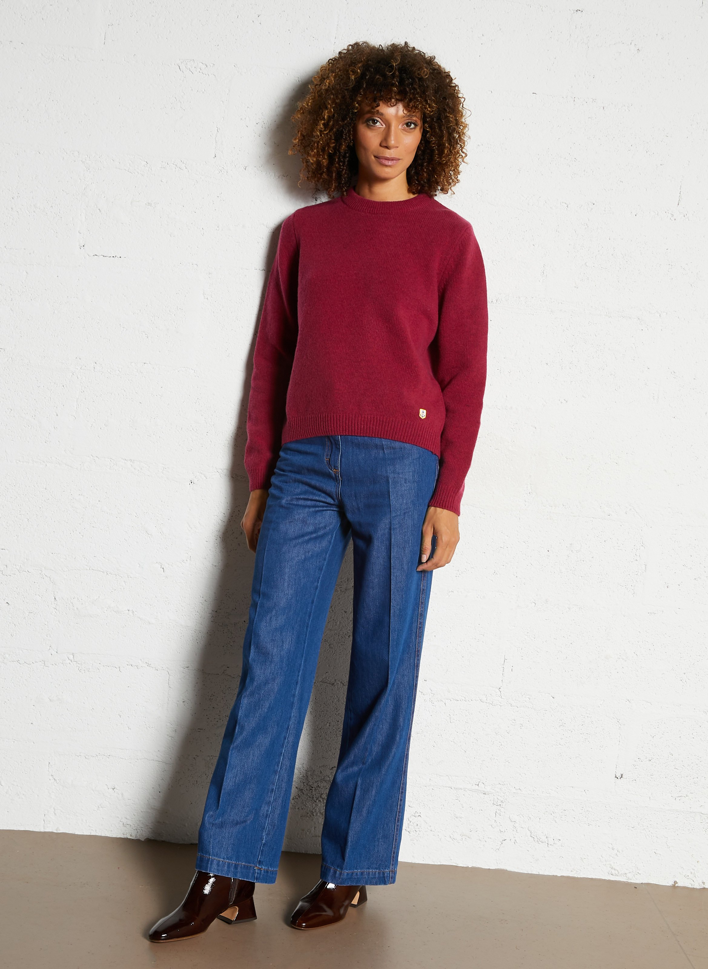 Pull droite col rond en laine mélangée ARMOR LUX Rouge