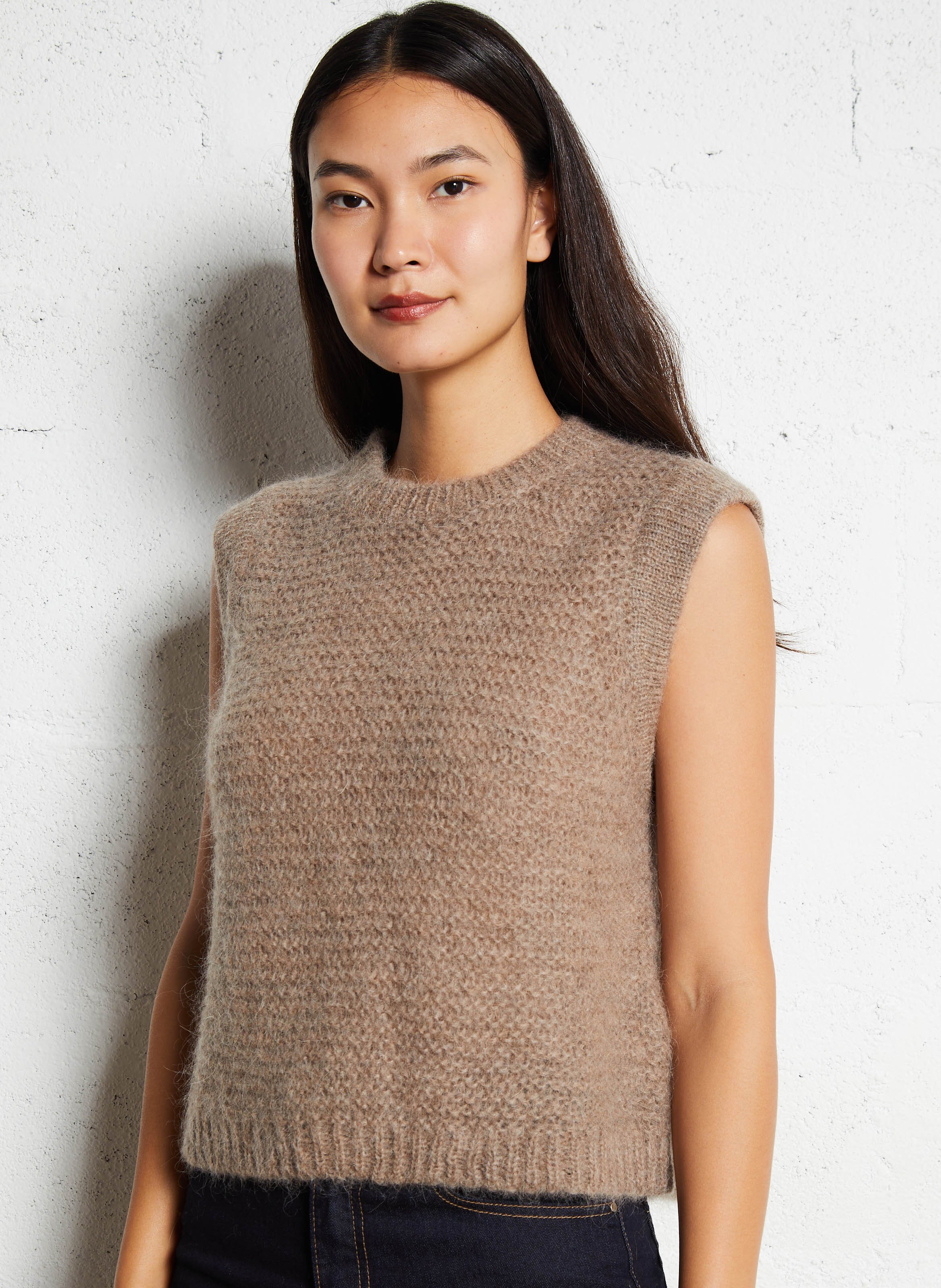 Pull sans manches col rond en laine mélangée SUD EXPRESS