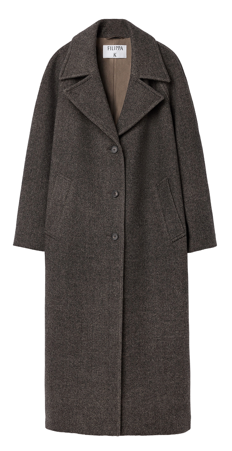 Gerader Mantel aus recycelter gemischter bedruckter Wolle FILIPPA K Braun