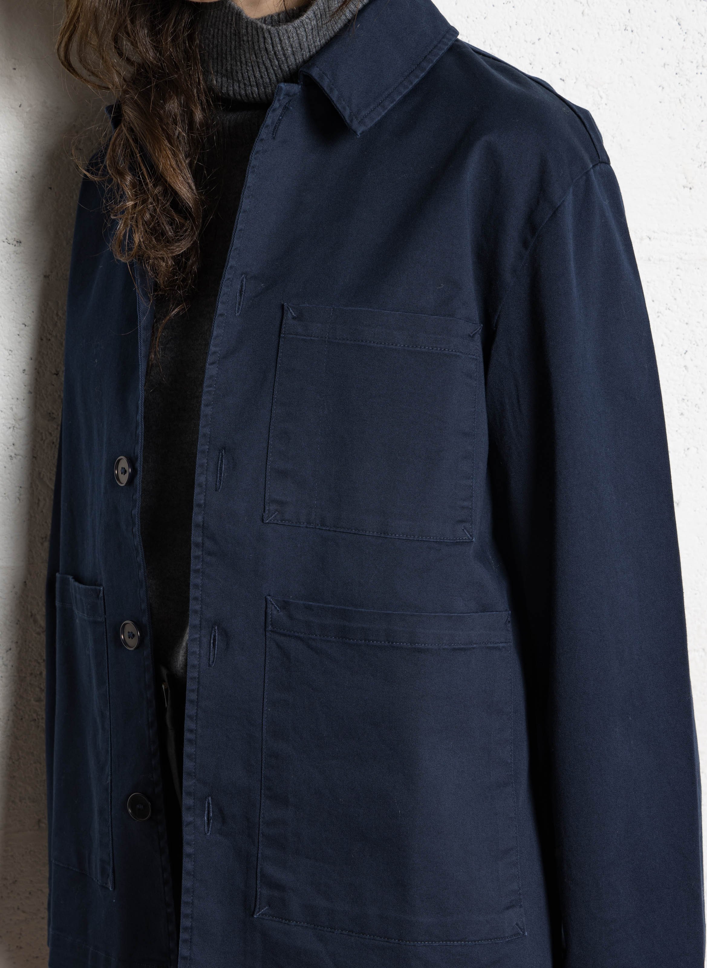 Jas van katoenmix met klassieke kraag RUE DE TOKYO Blauw