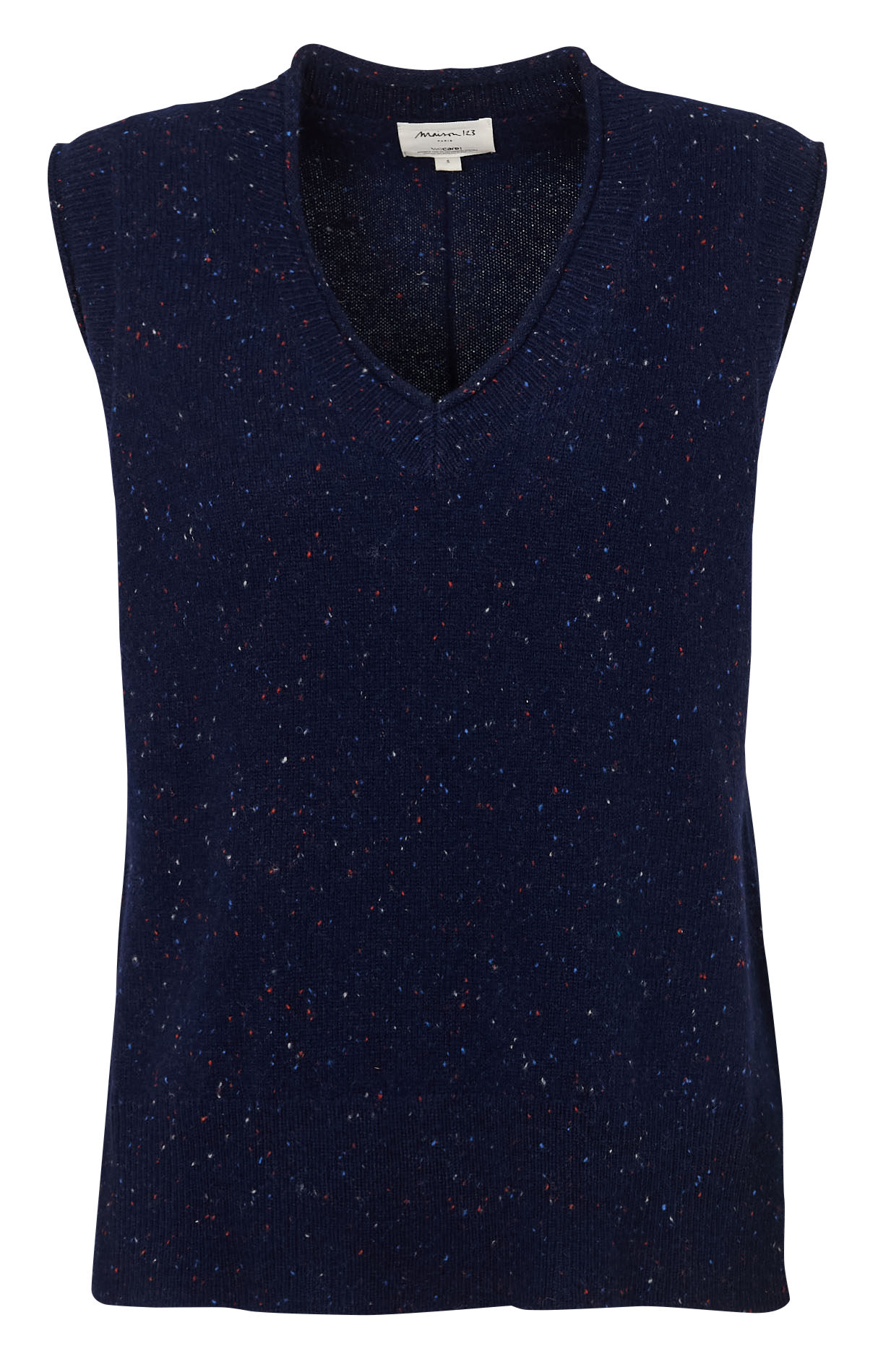 Pull col V sans manches en laine MAISON 123 Bleu