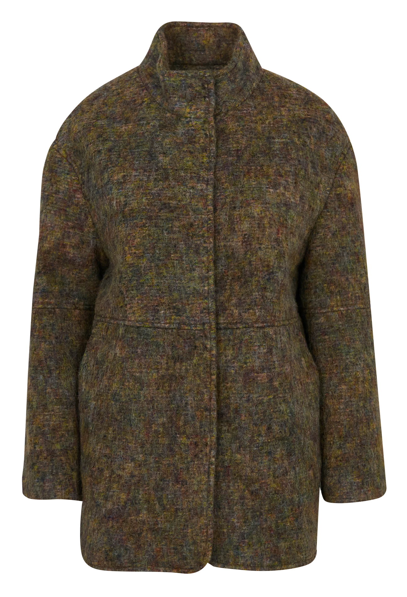 High-neck wool-blend coat MAISON 123 Khaki