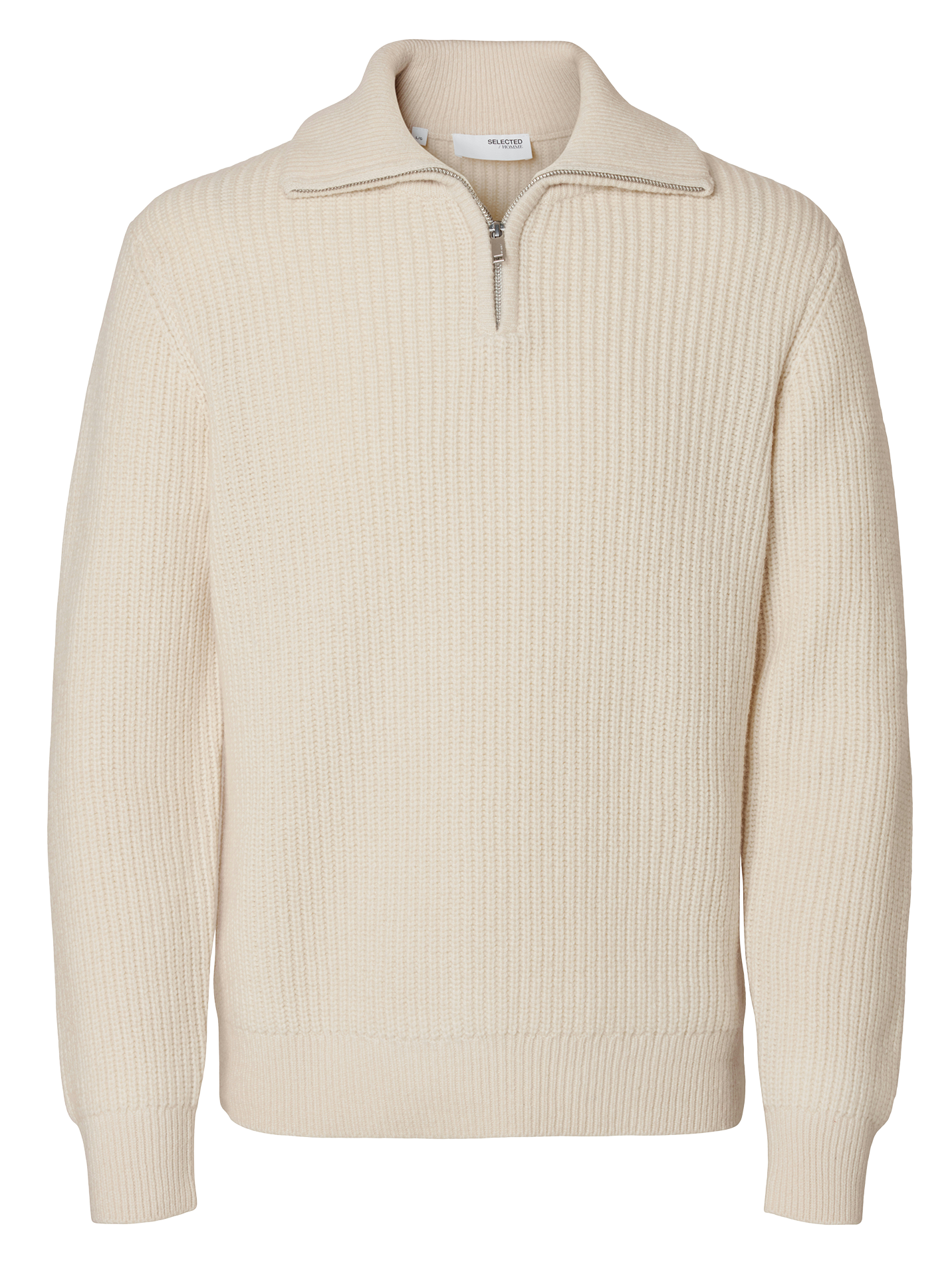 Pull col montant en laine mélangée SELECTED Blanc