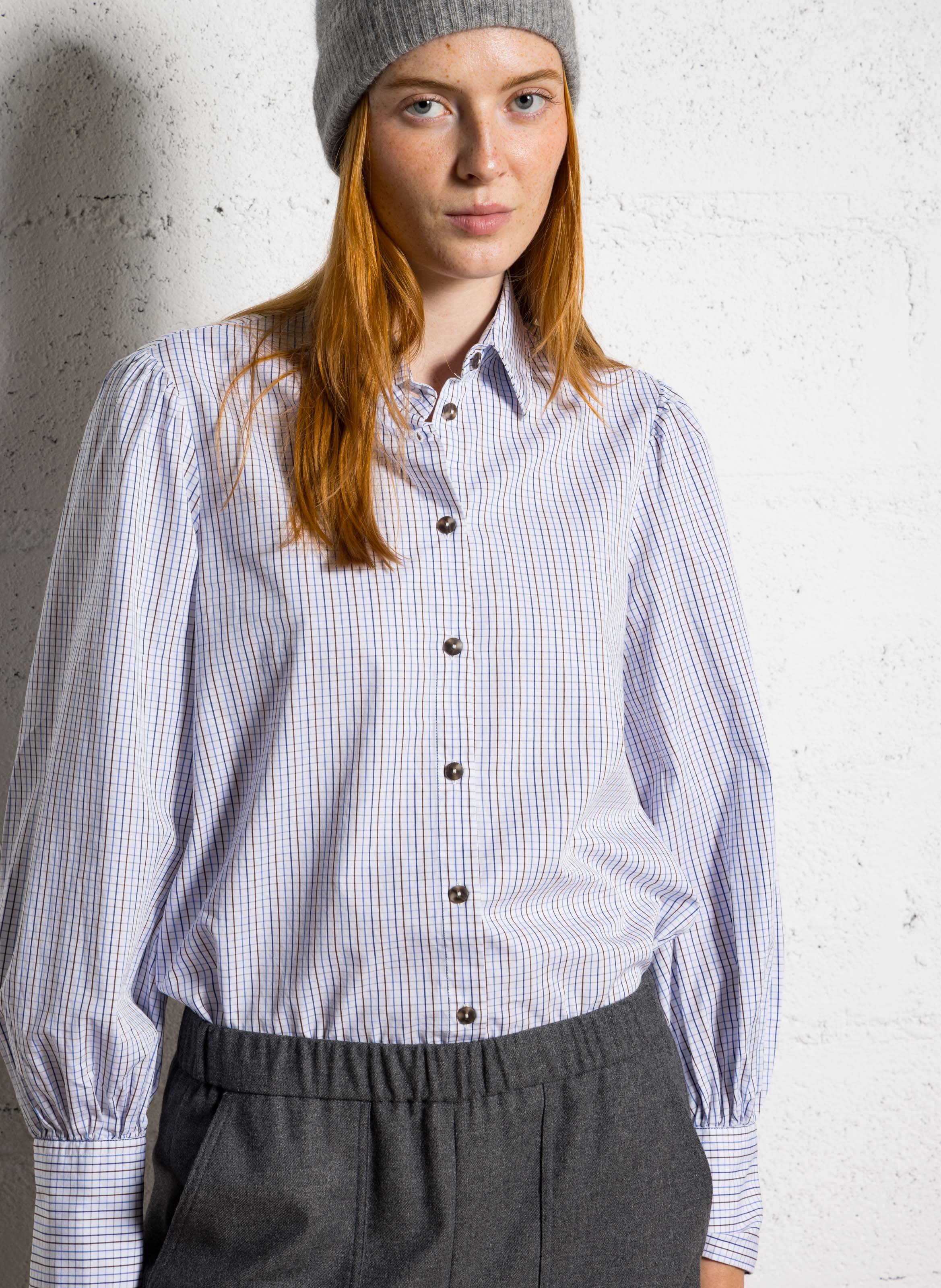 Chemise droite à carreaux DIEGA Marron