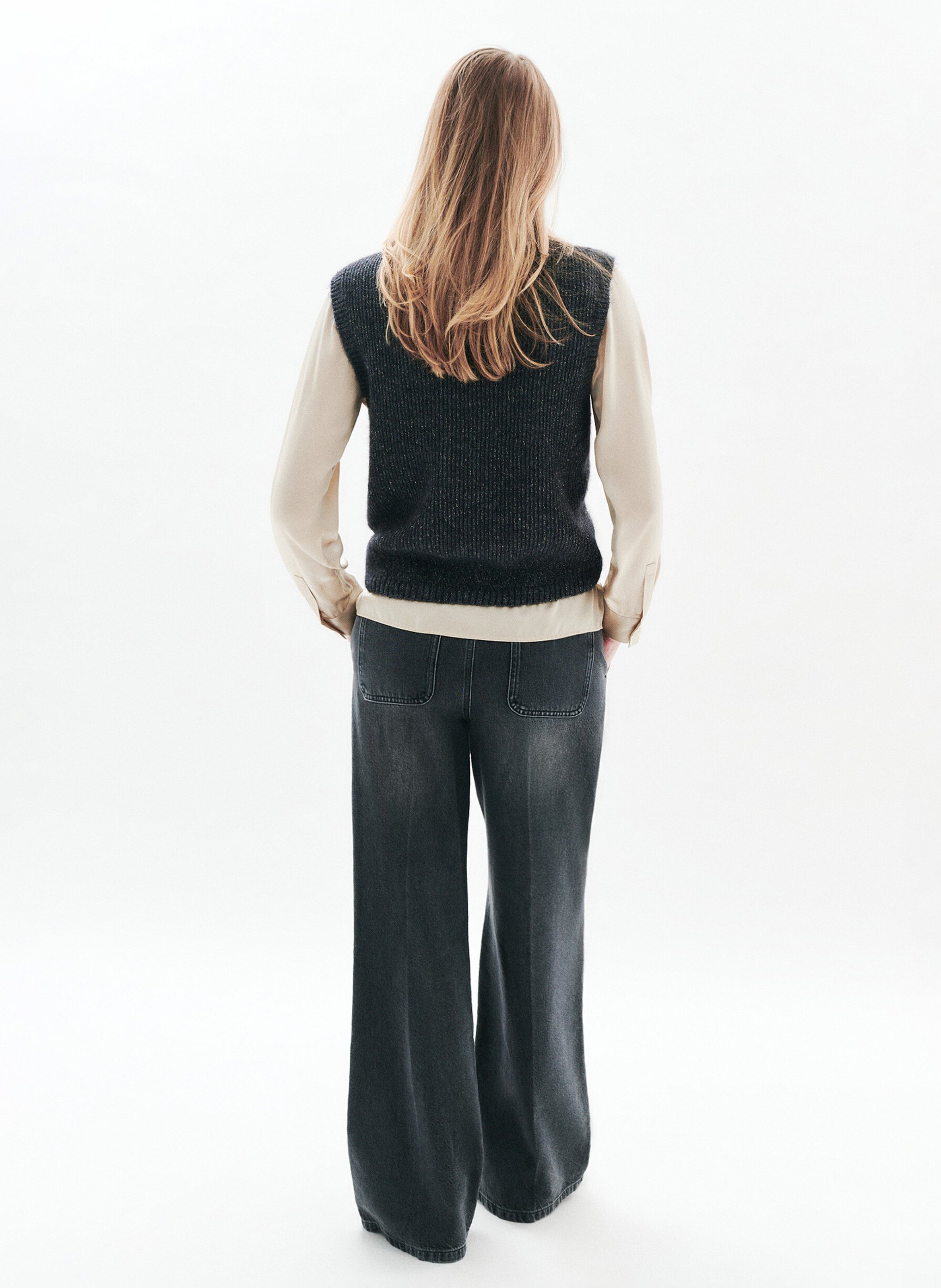 Pull sans manches à détail métallisé CAROLL Gris