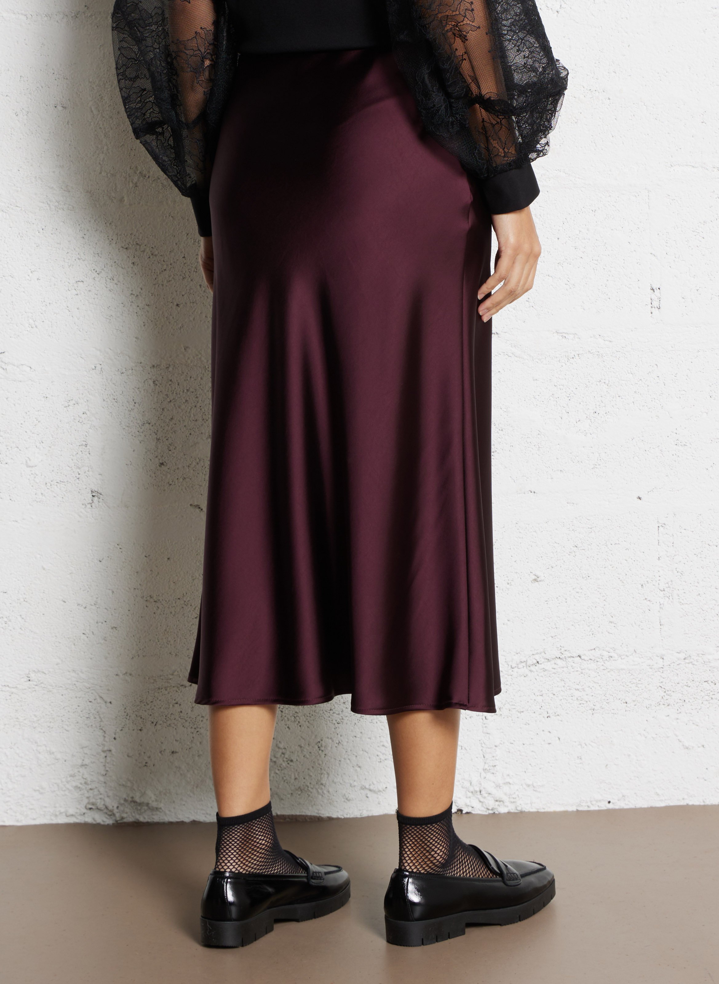 Jupe évasée unie en satin  IMPERIAL Violet