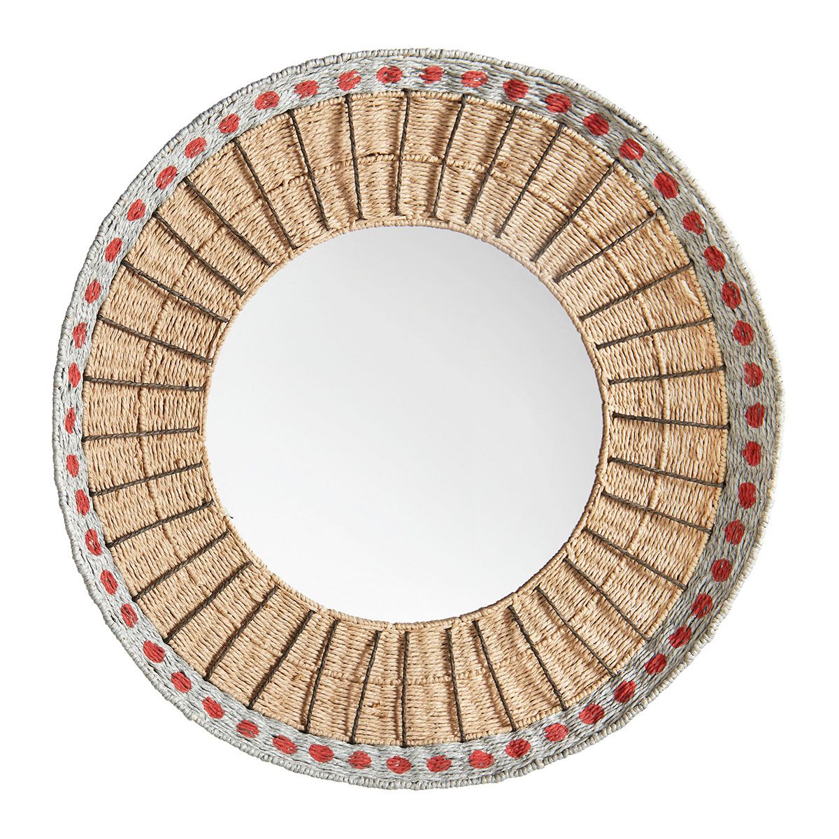 Orma mirror in paper rope - natural and coral - ø 75 cm BLANC D'IVOIRE Multicolored