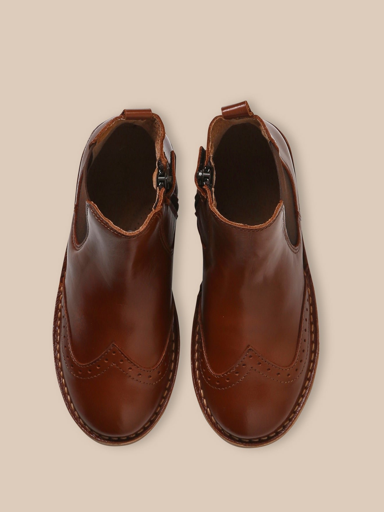 Floral leather ankle boots CYRILLUS Brown