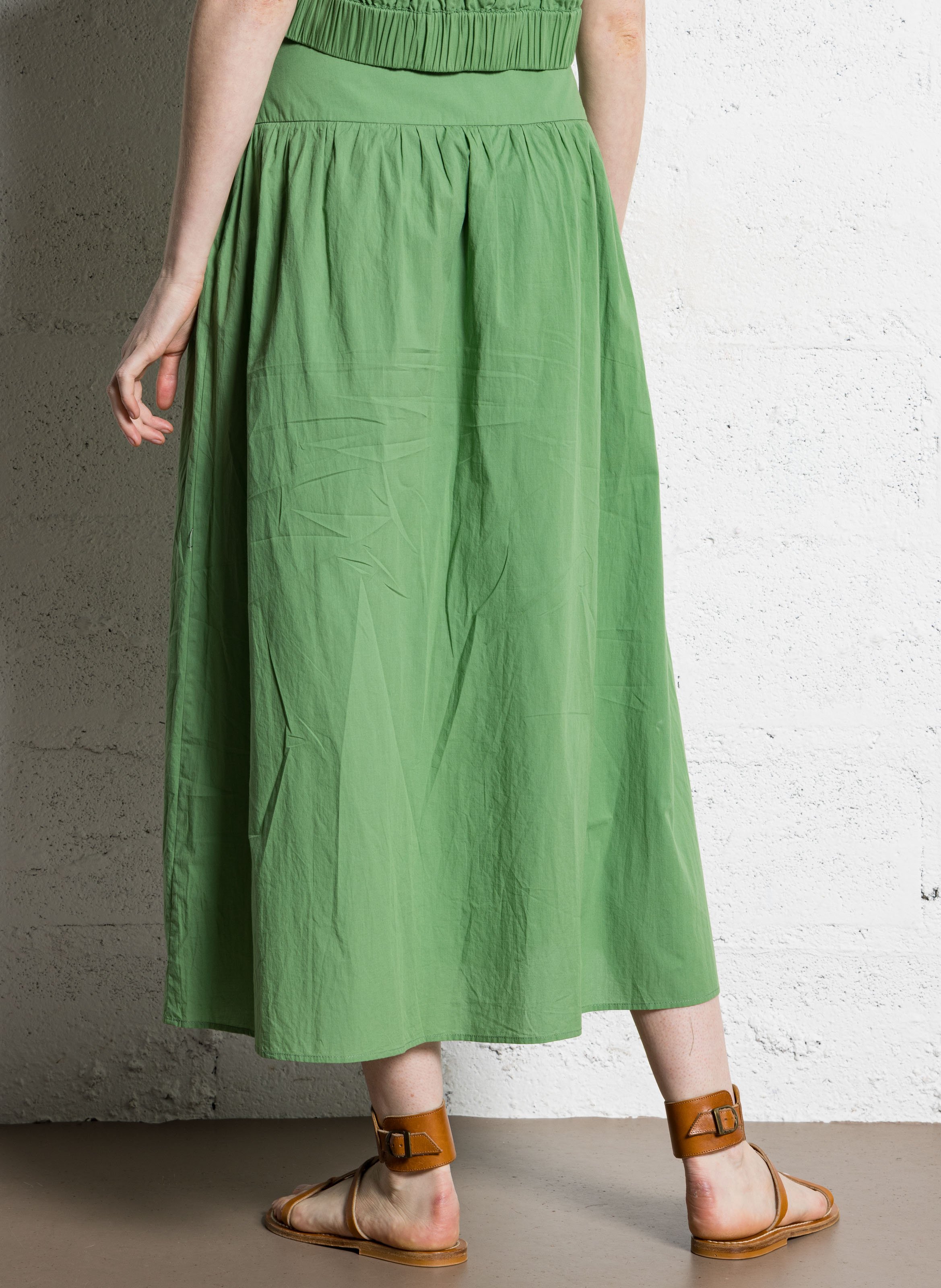 Jupe longue ample en coton bio SUNCOO Vert