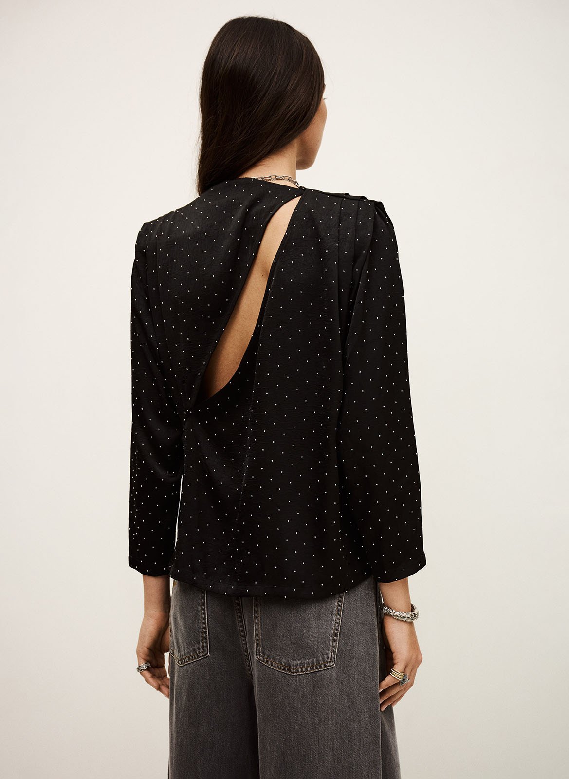 Top met hoge kraag en studs BA&SH Zwart