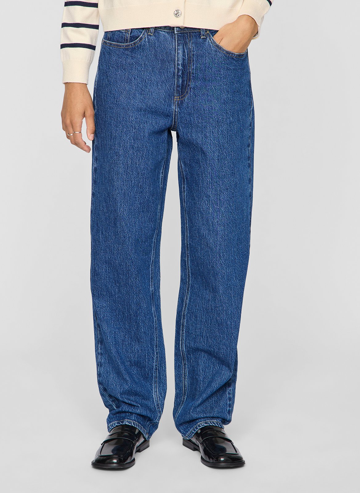 Straight leg plain mid-rise jeans VILA Blue