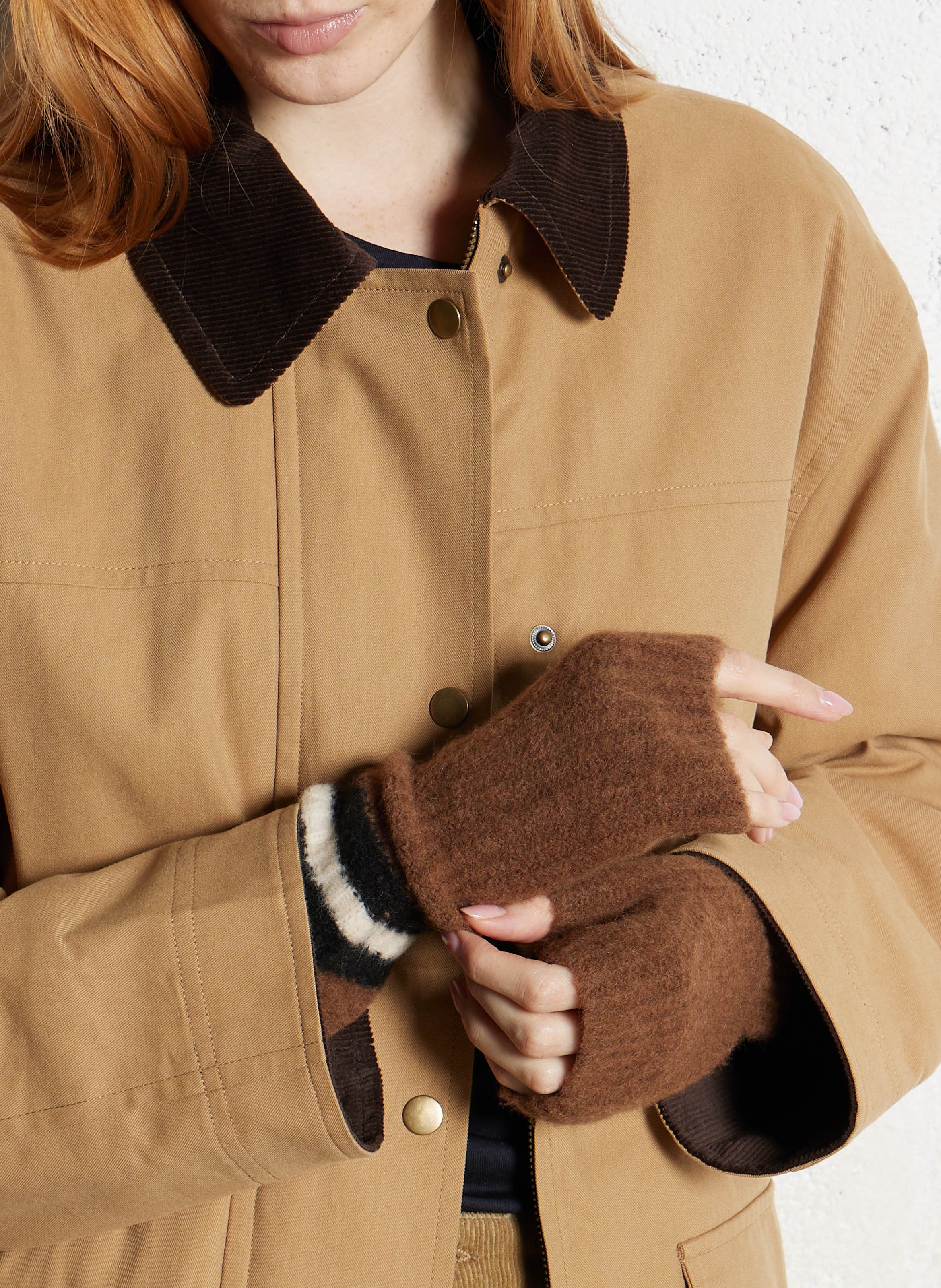 Solid gloves with striped detail BELLEROSE