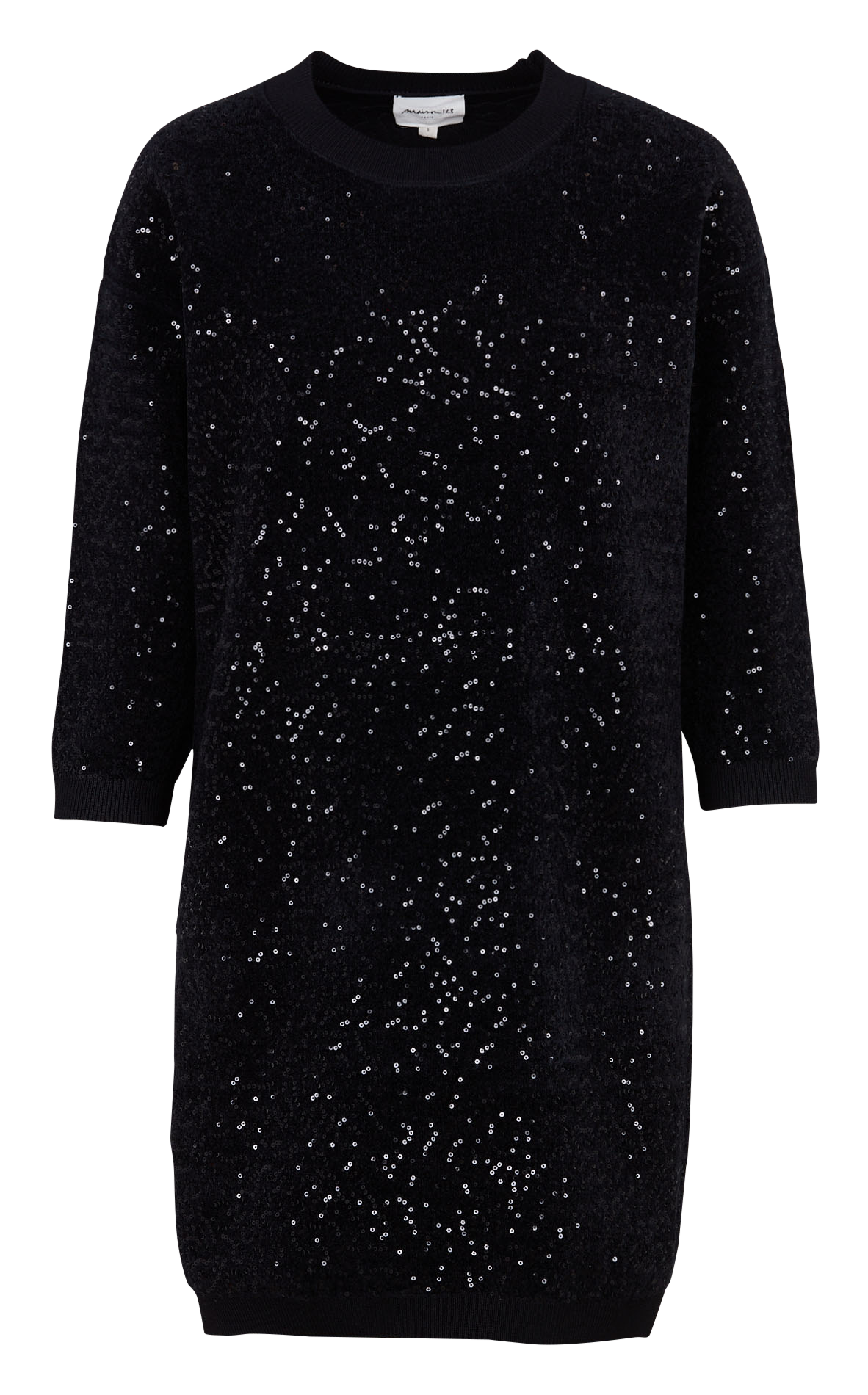Short straight sequined dress with round neck MAISON 123 Black