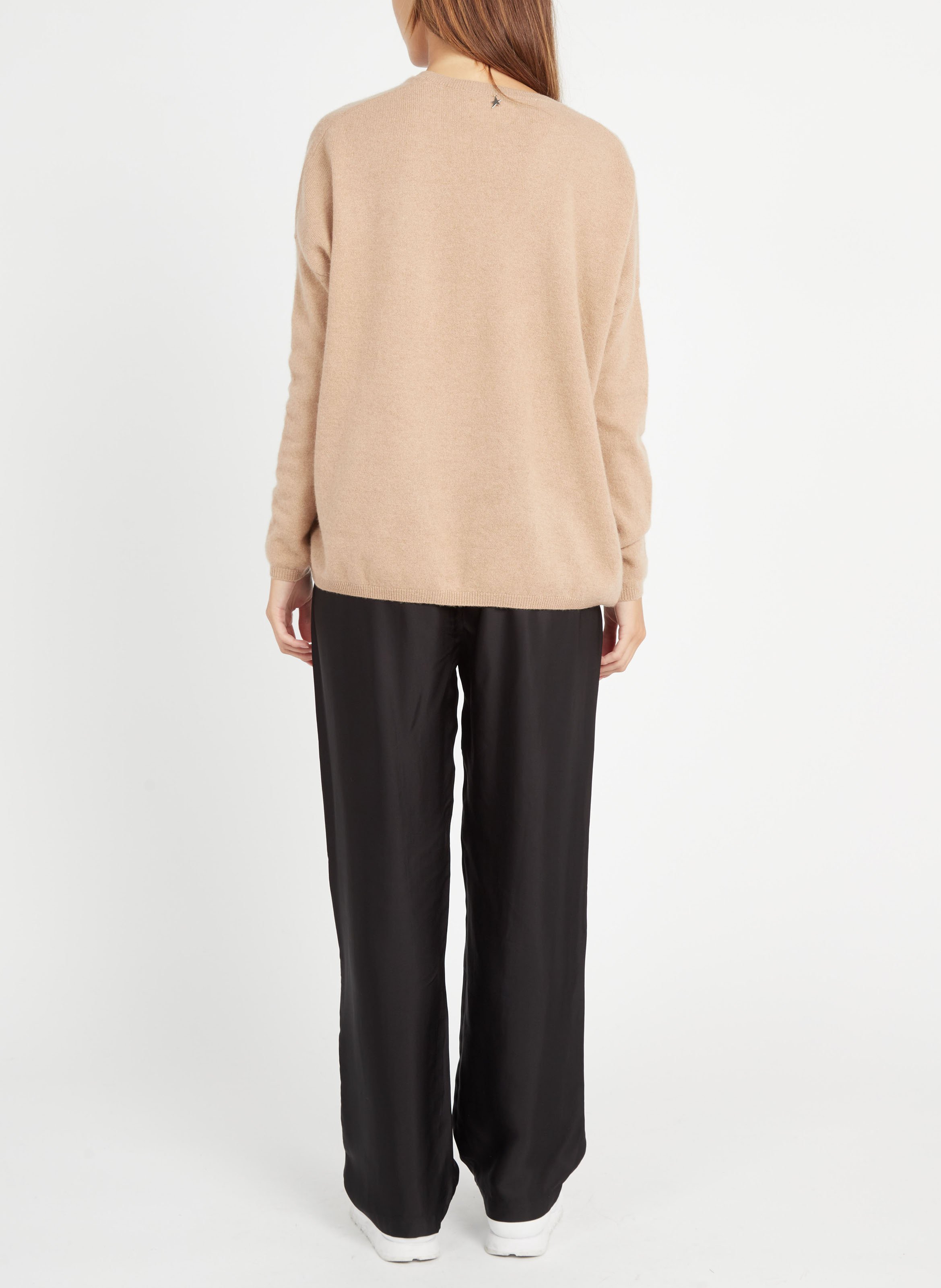 Pull col v en cachemire  SUD EXPRESS Beige