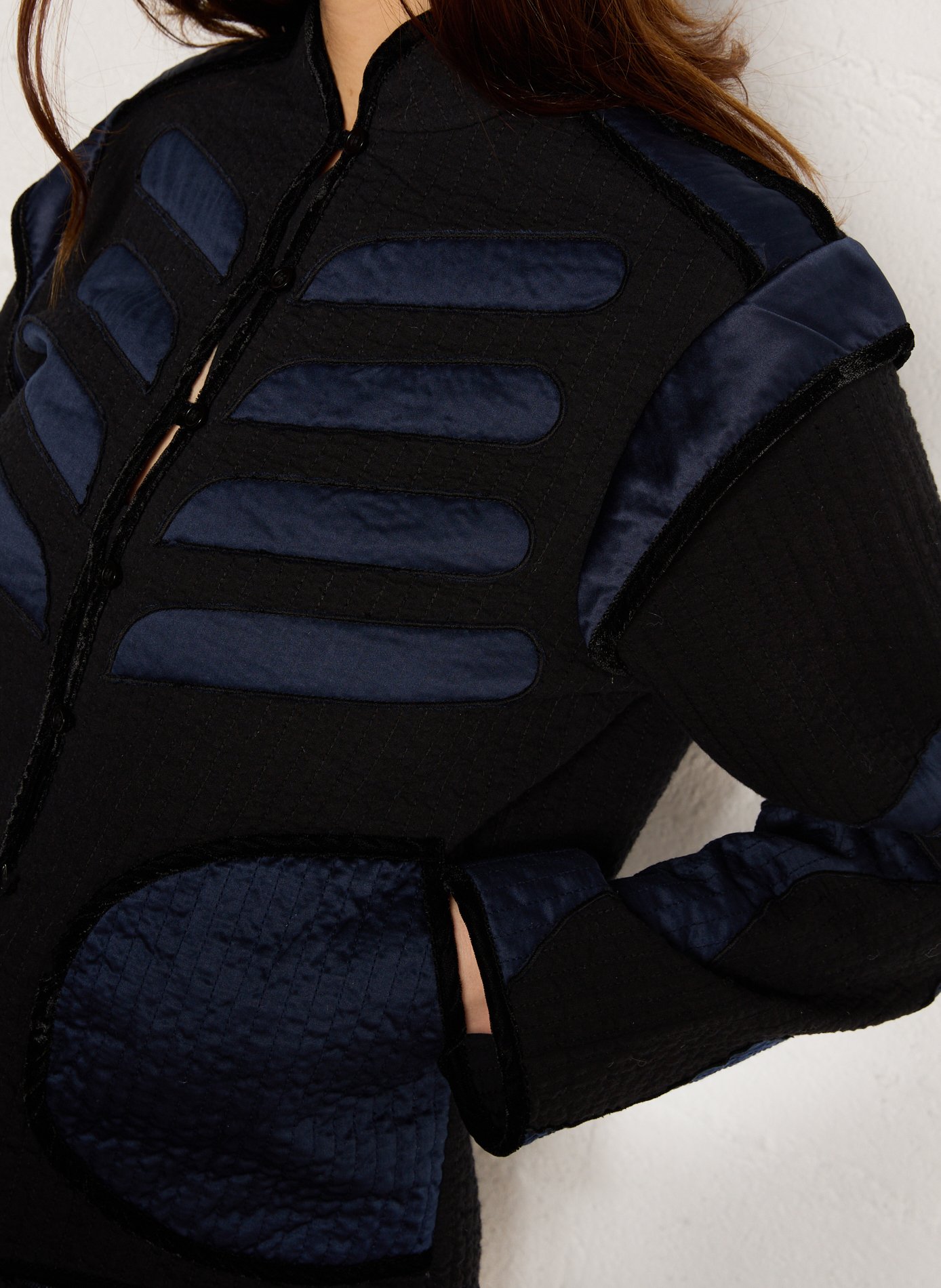 Veste oversize col mao en coton bio STELLA NOVA Noir