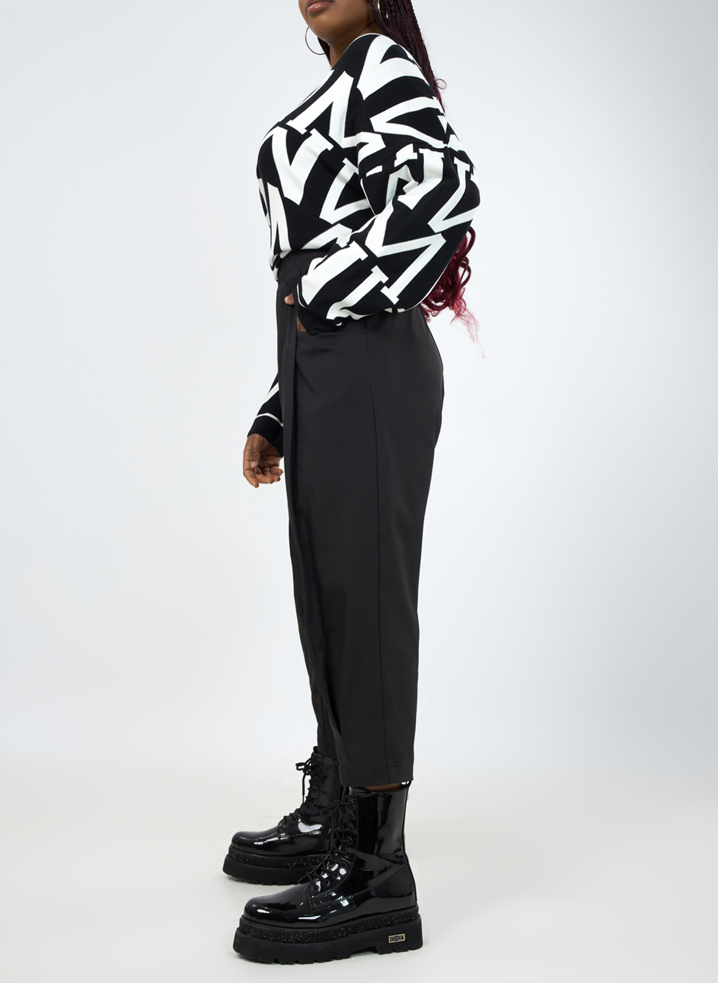 7/8-Zigarettenhose aus Baumwoll-Mix MAT FASHION Schwarz