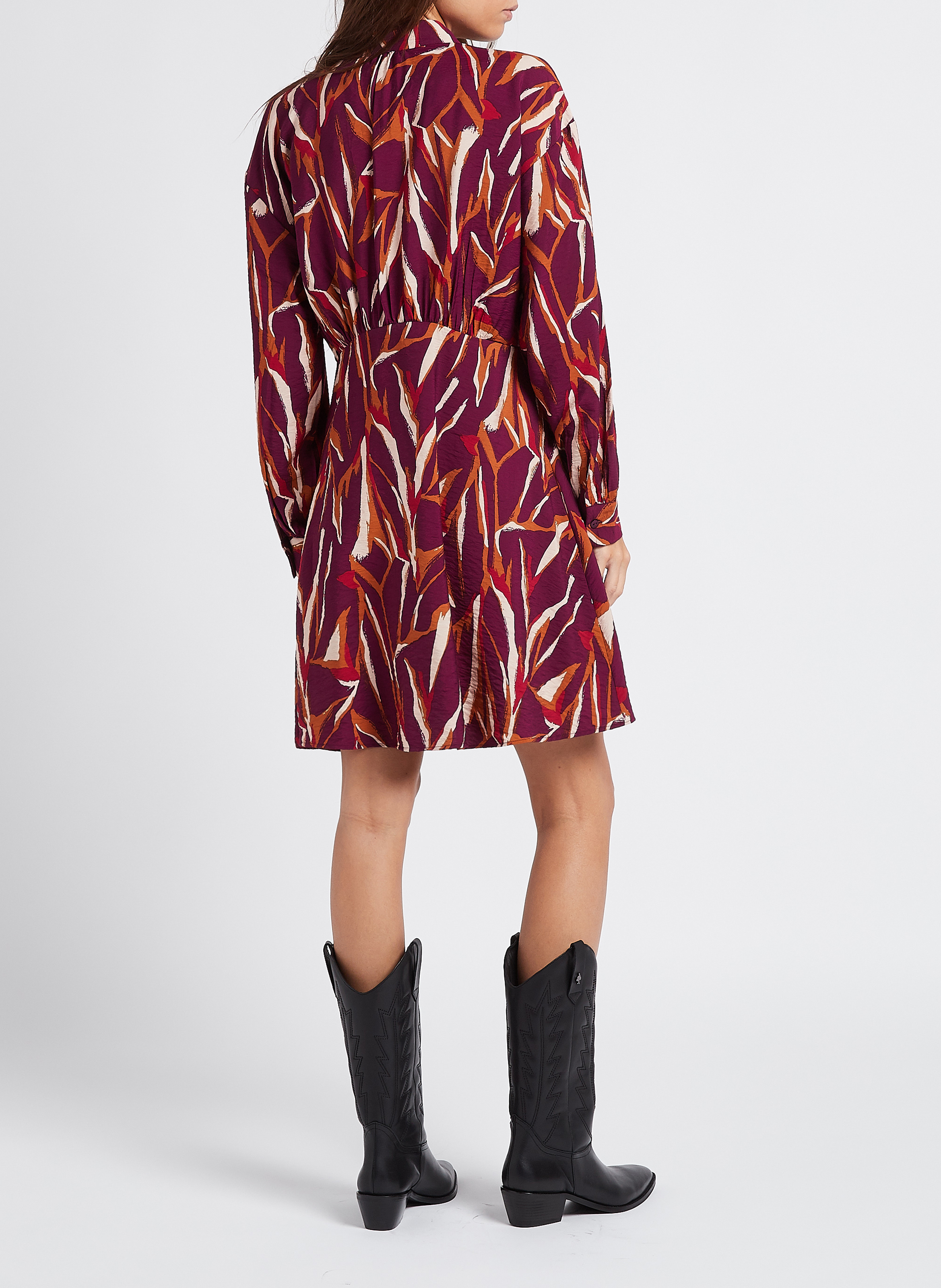 Kurzes, ausgestelltes Hemdblusenkleid mit Print VILA Violett