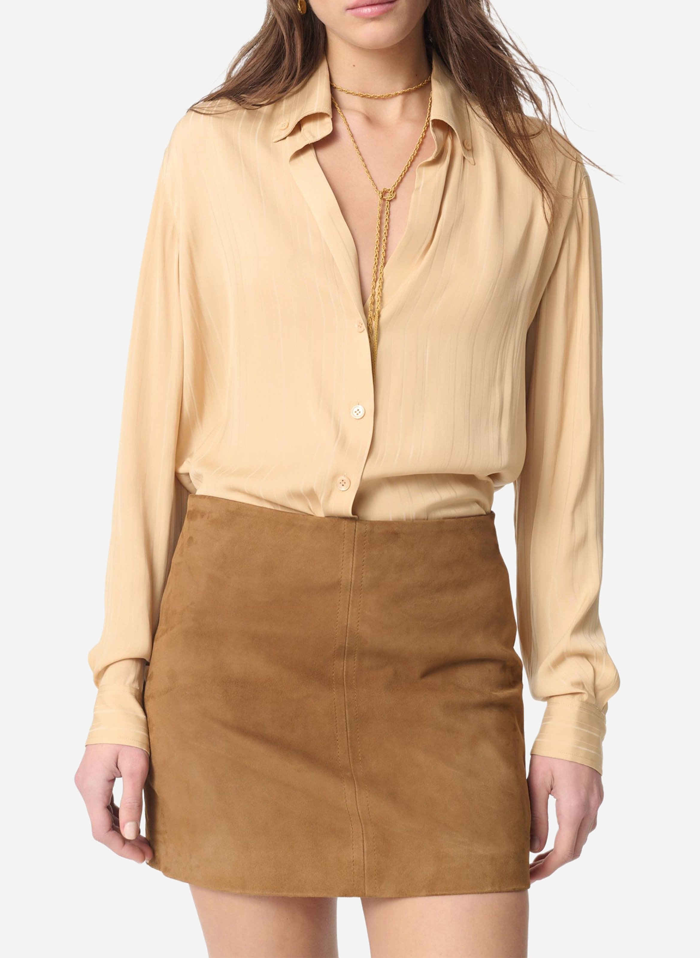 Short droit en cuir VANESSA BRUNO Marron