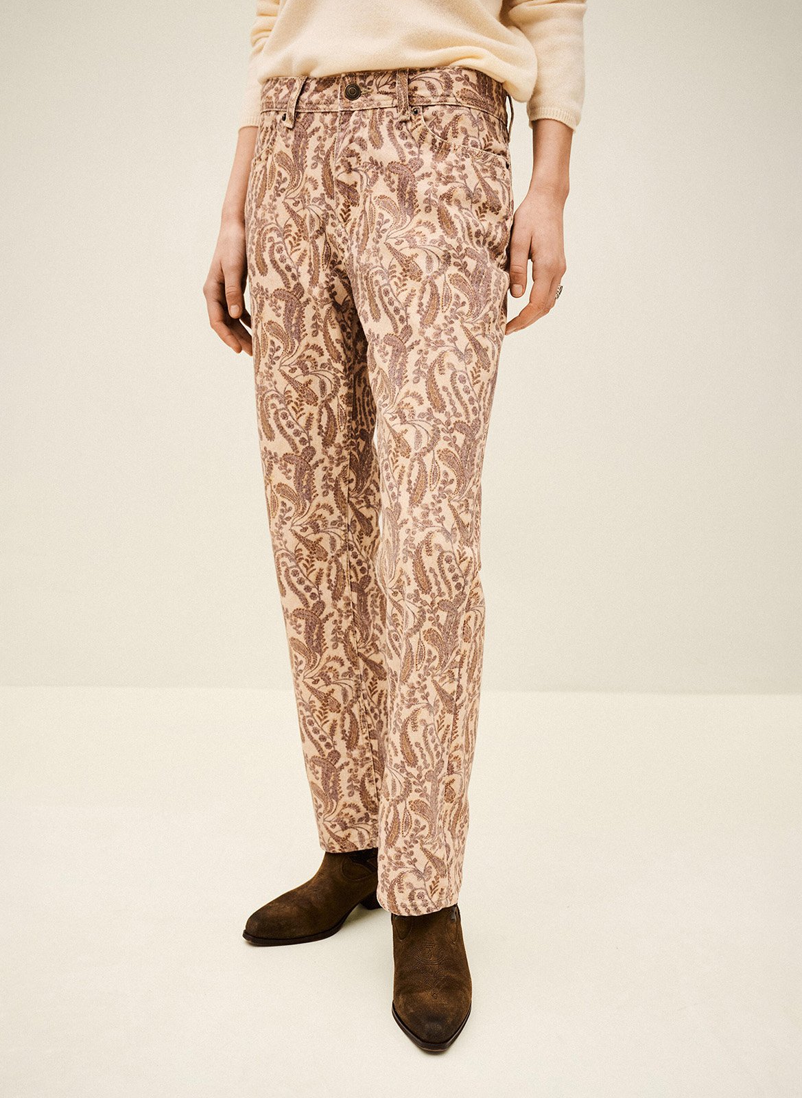 Pantalon droit imprimé BA&SH Beige