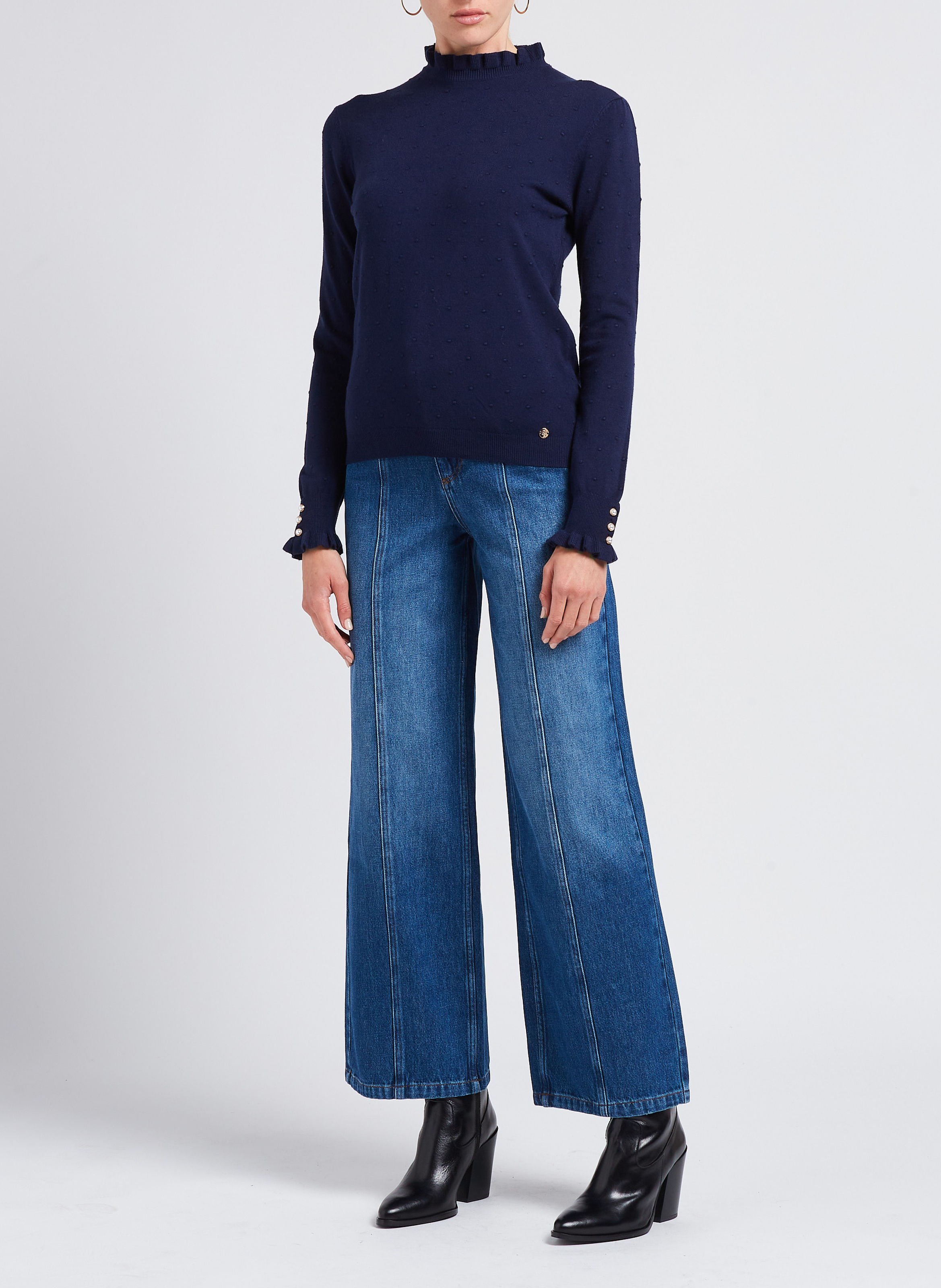 Jean large taille haute INDEE Bleu