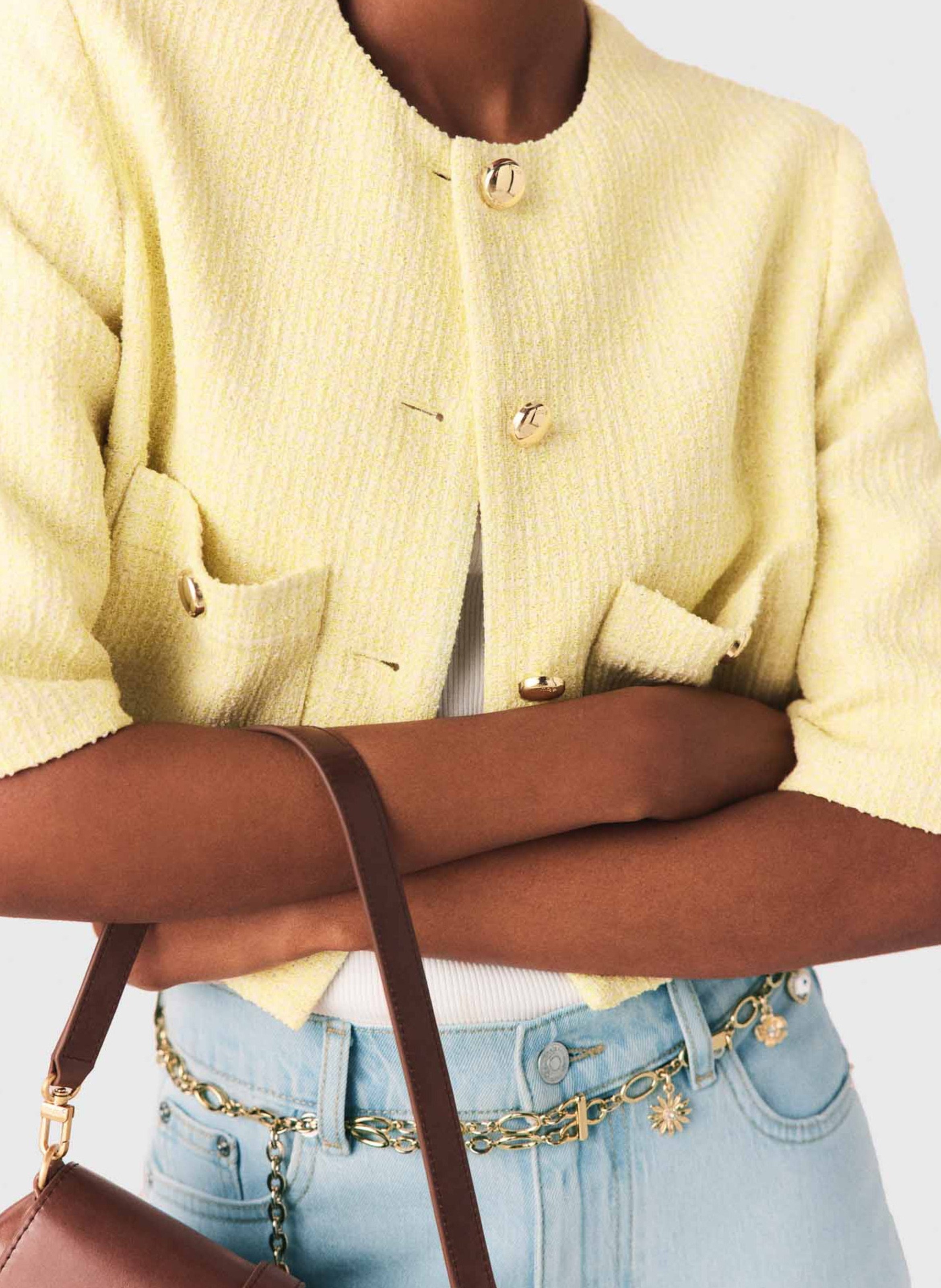 Cropped tweed jacket MAJE Yellow